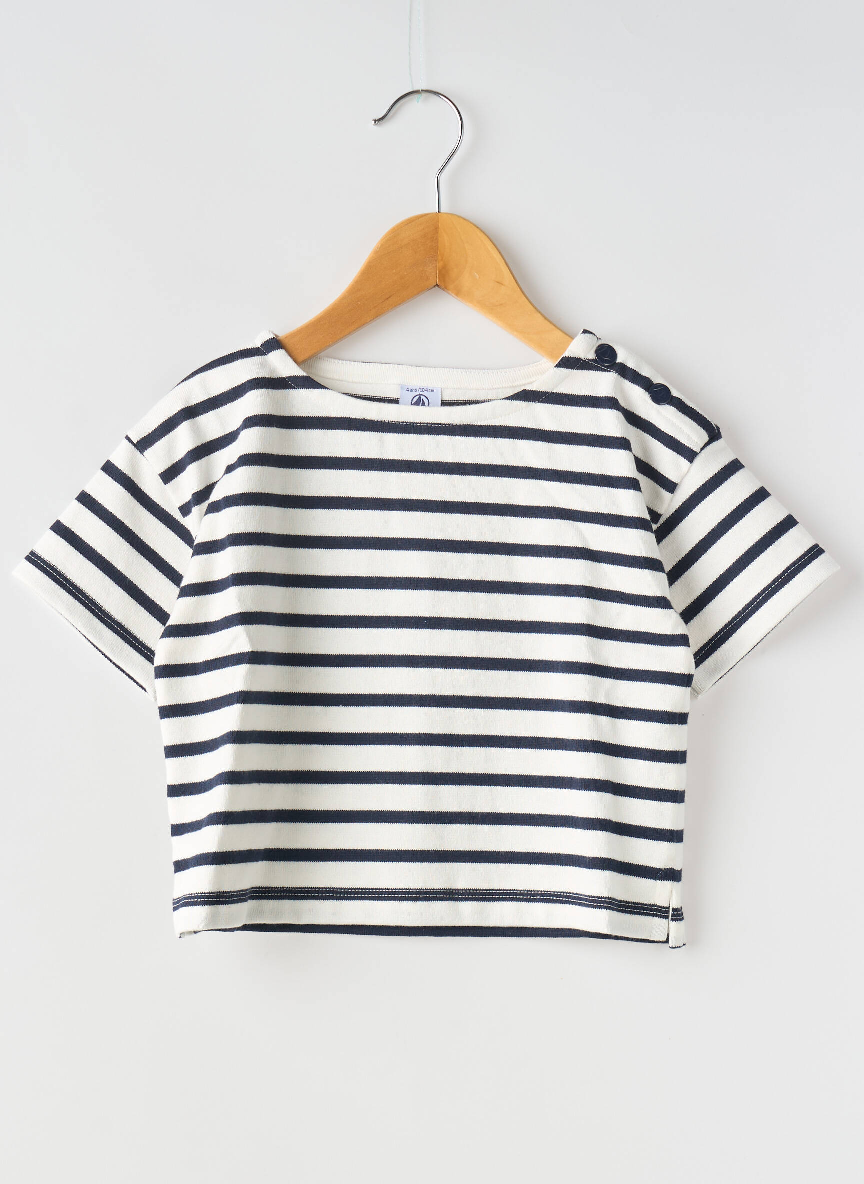 T-marškinys apvalus kaklas baltas PETIT BATEAU mergina