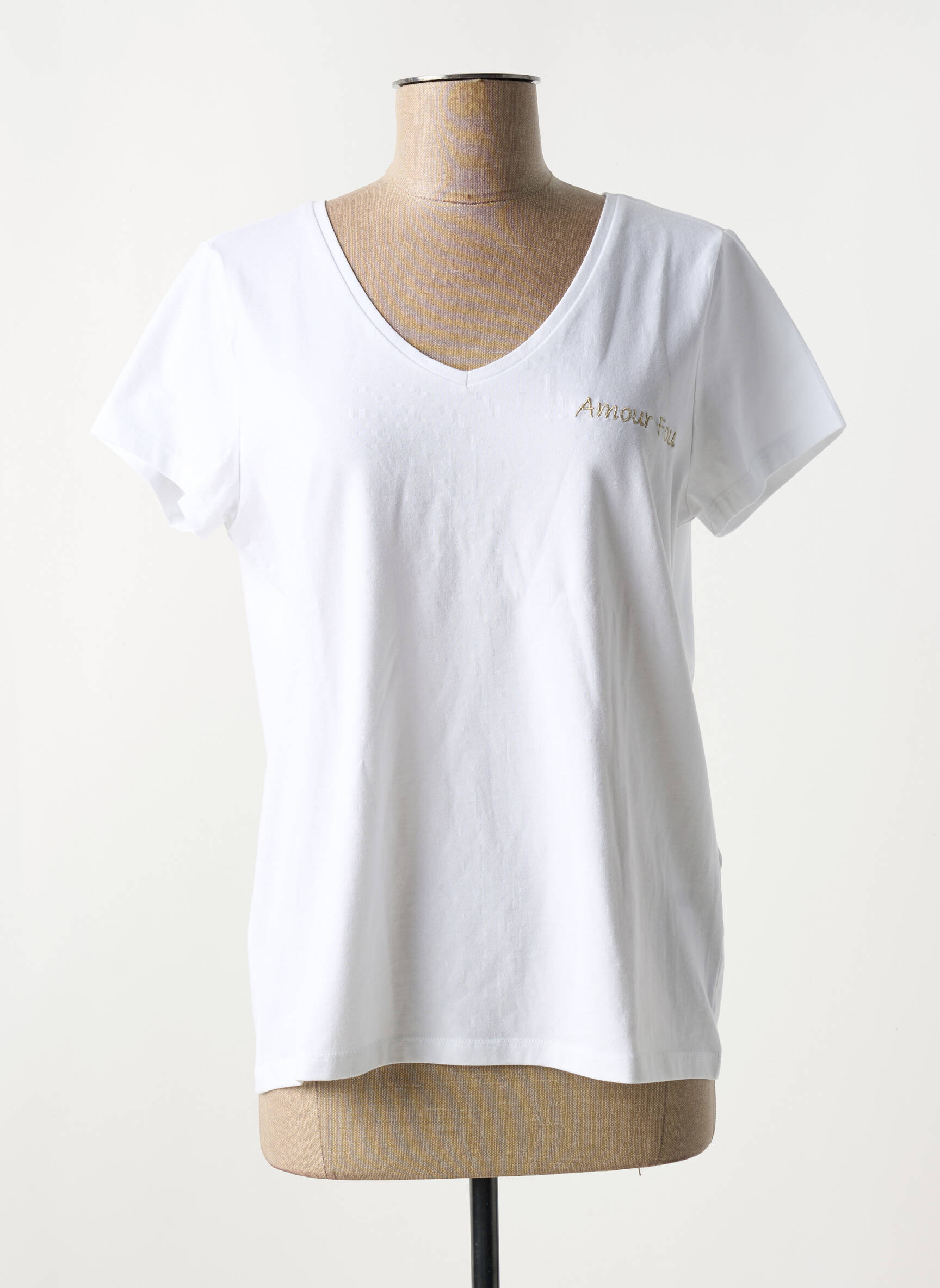 T-marškinys col v baltas PIECES moteris