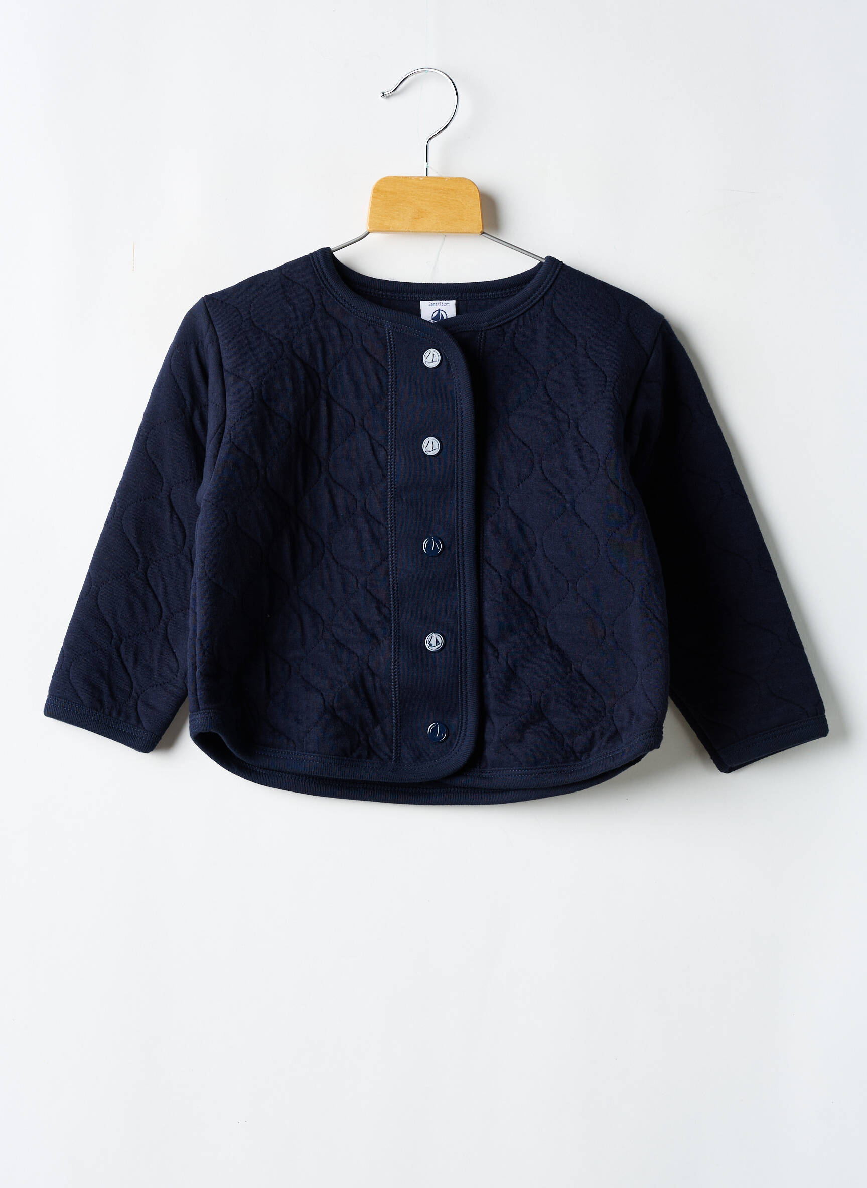 Ilgų rankovių liemenė apvalus kaklas mėlyna PETIT BATEAU mergina