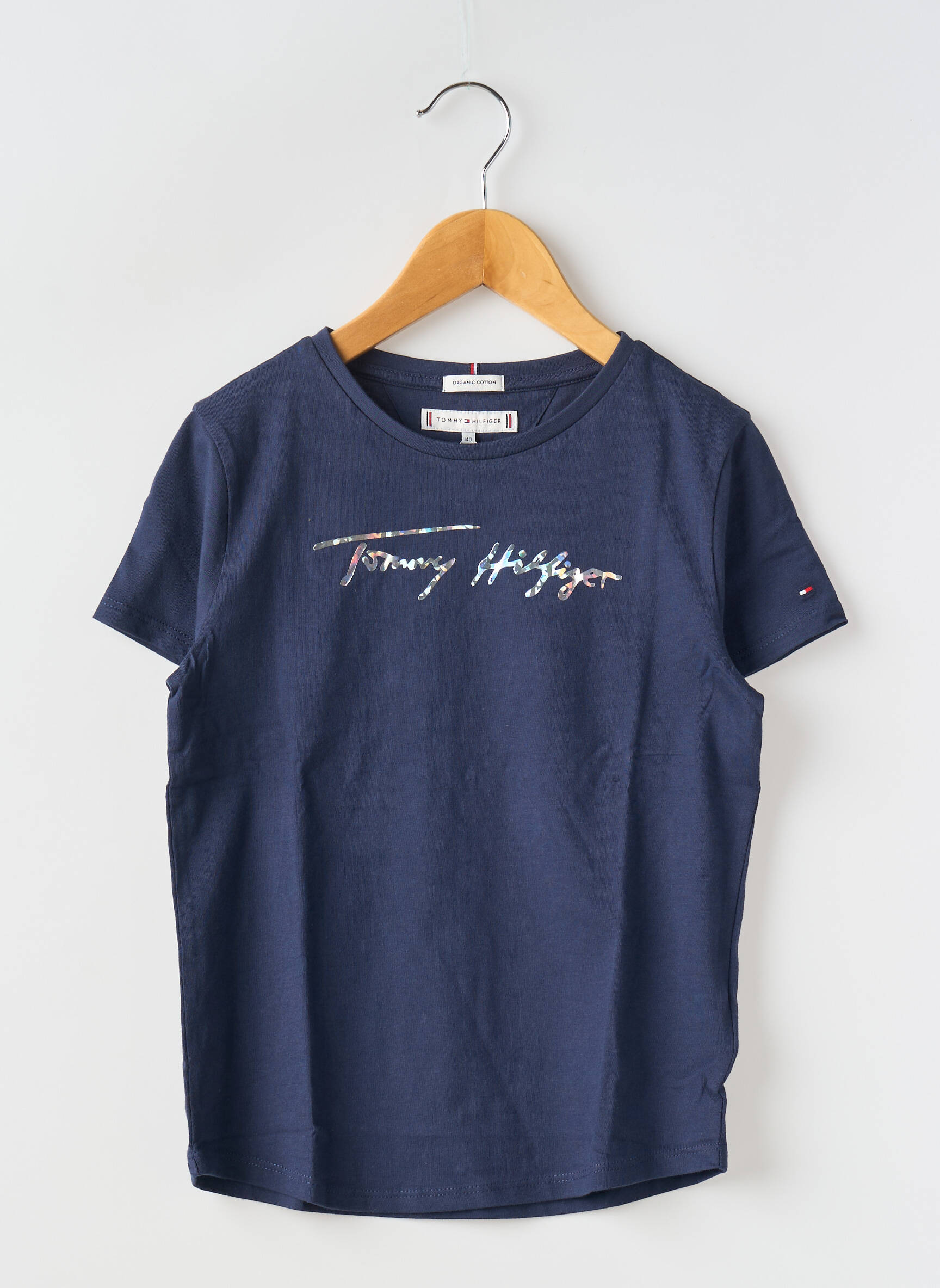 T-marškinys apvalus kaklas mėlyna TOMMY HILFIGER mergina