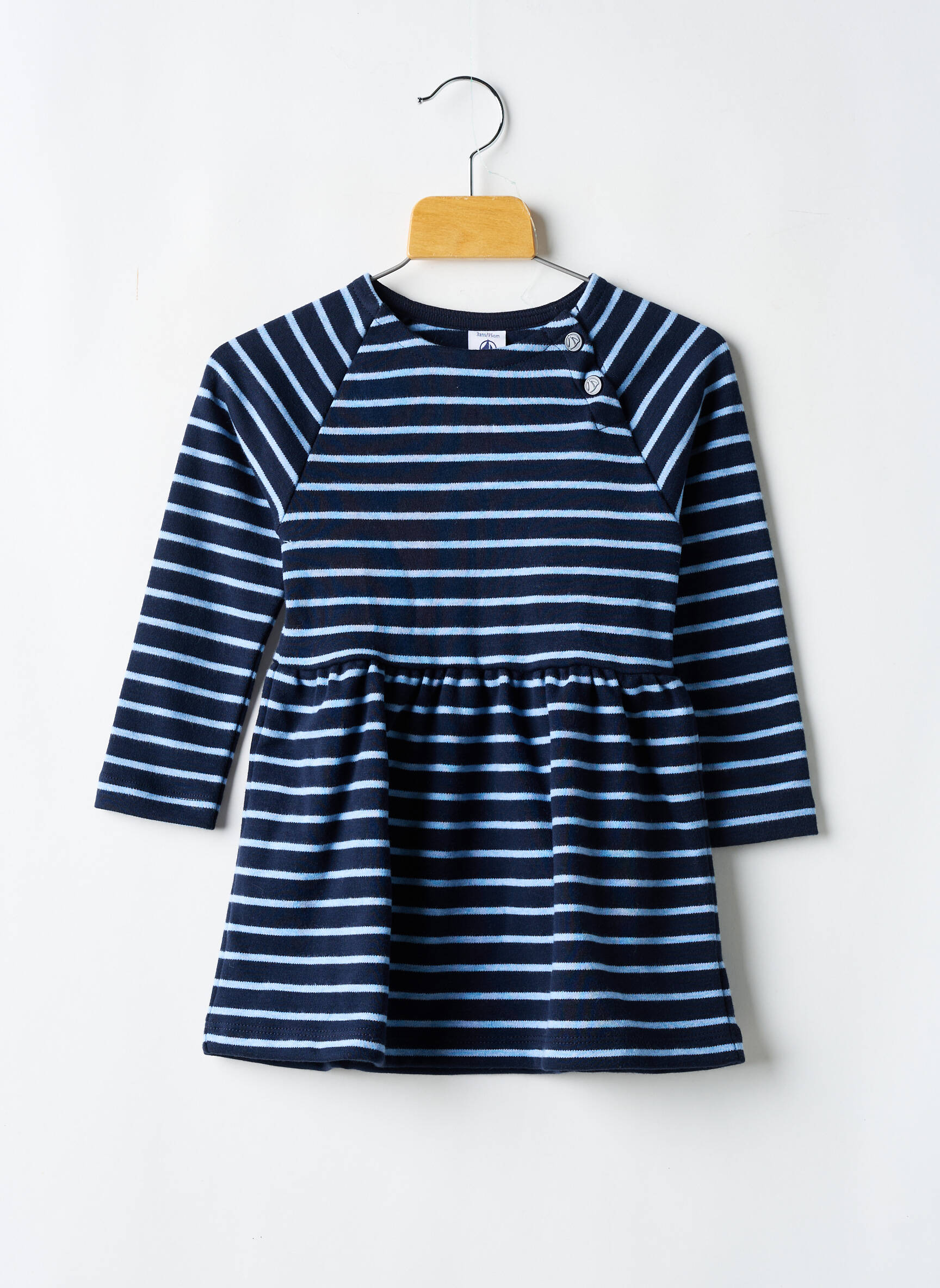 Pusilgių suknelė apvalus kaklas mėlyna PETIT BATEAU mergina