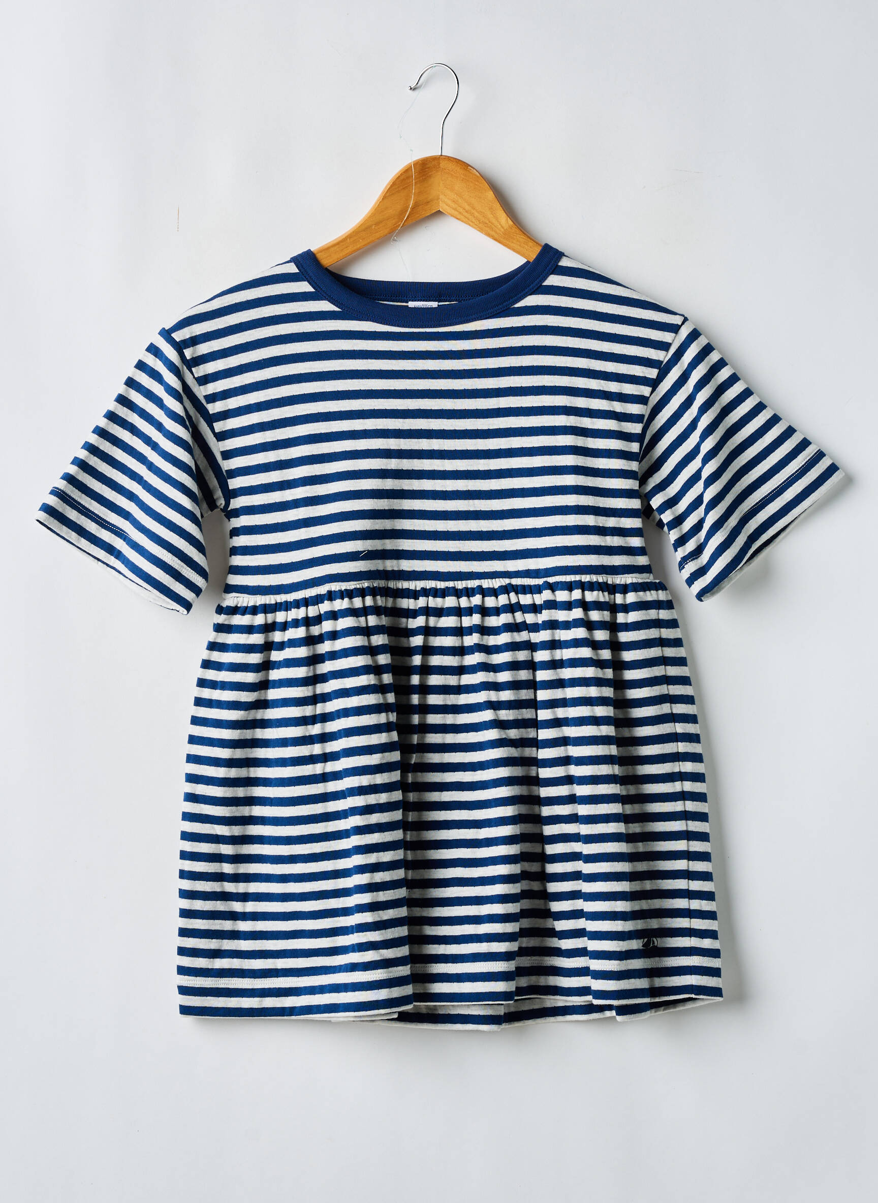 Pusilgių suknelė apvalus kaklas mėlyna PETIT BATEAU mergina