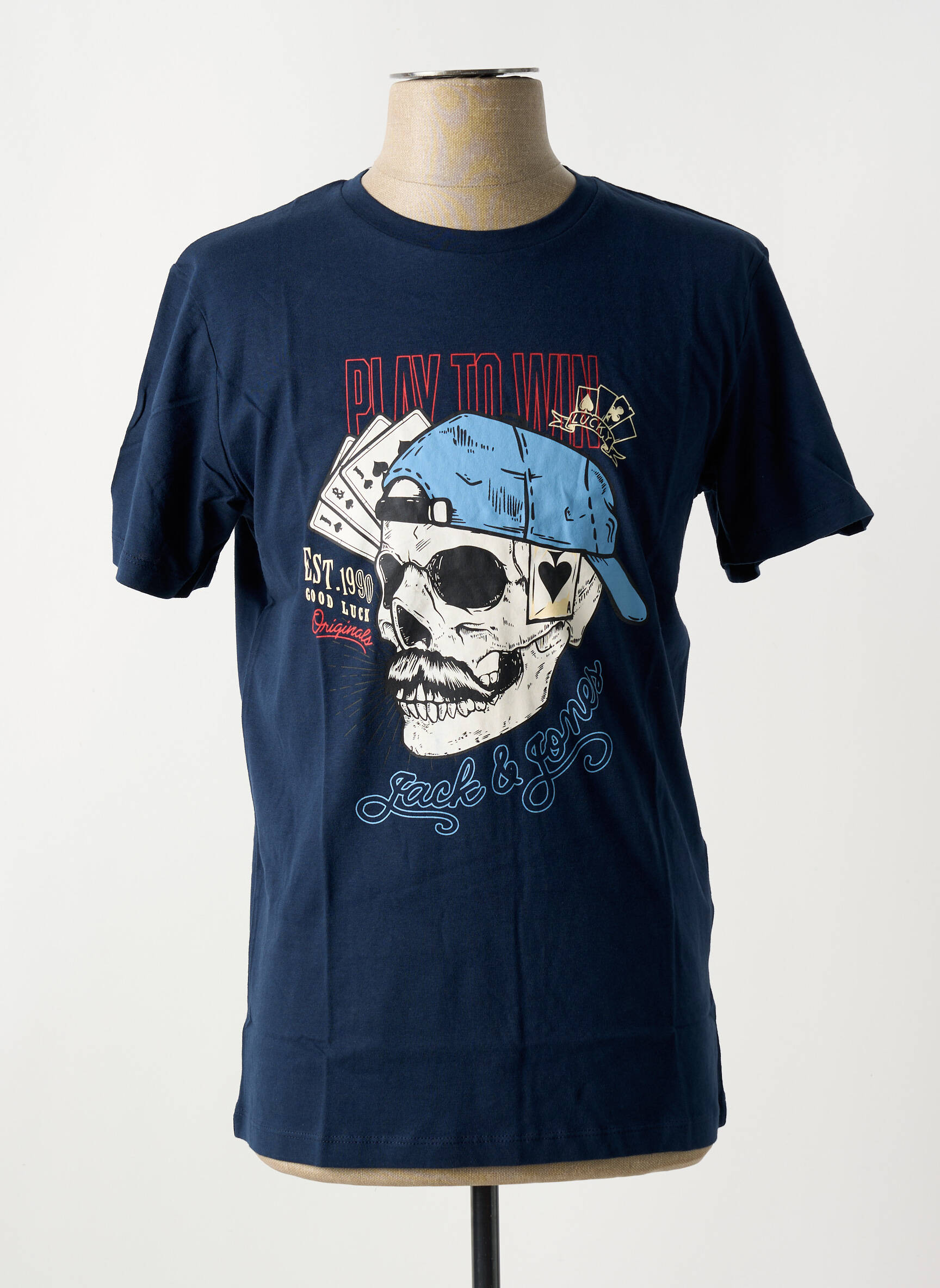T-marškinys apvalus kaklas mėlyna JACK & JONES vyras