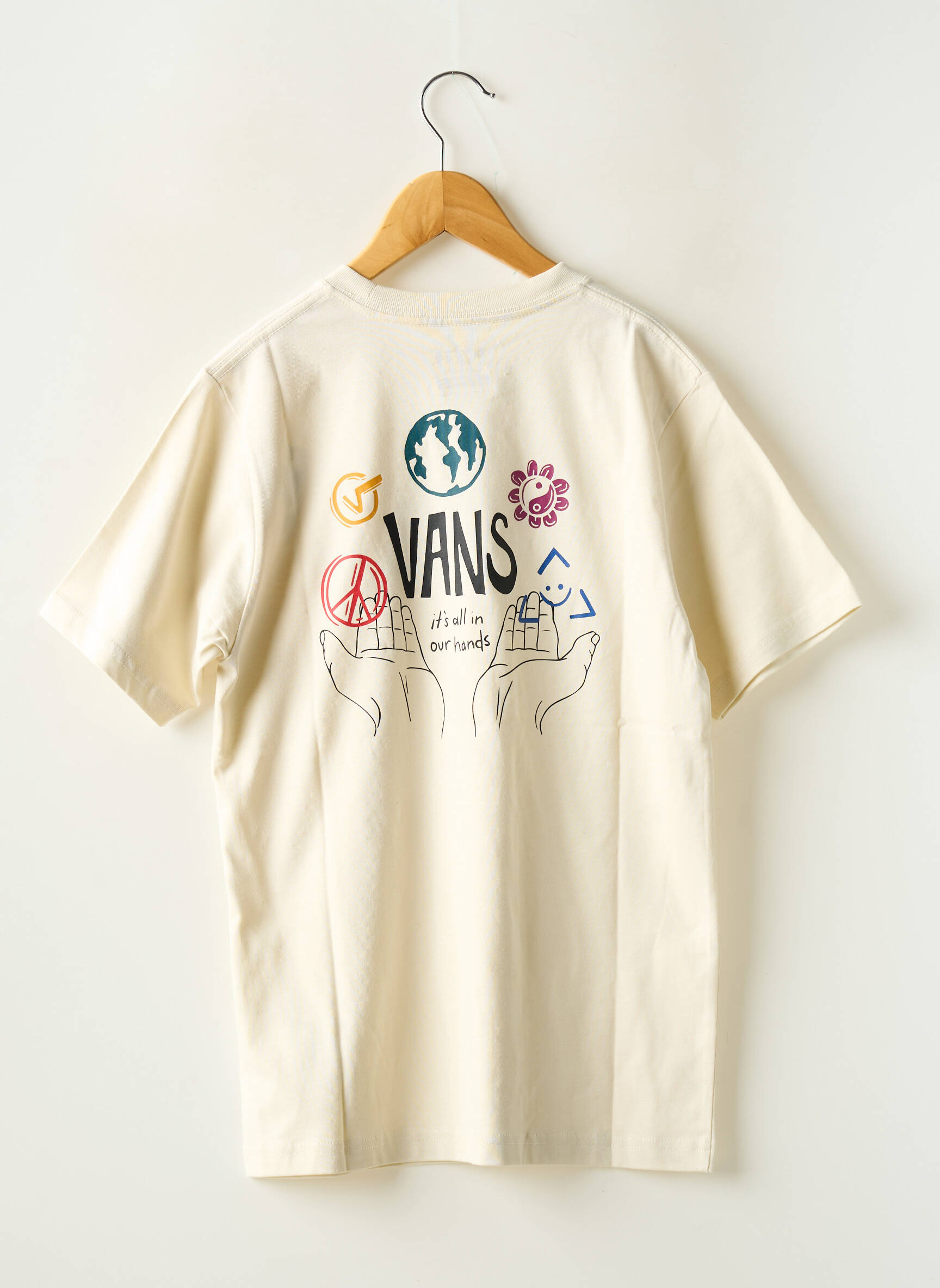 T-marškinys apvalus kaklas baltas VANS berniukas