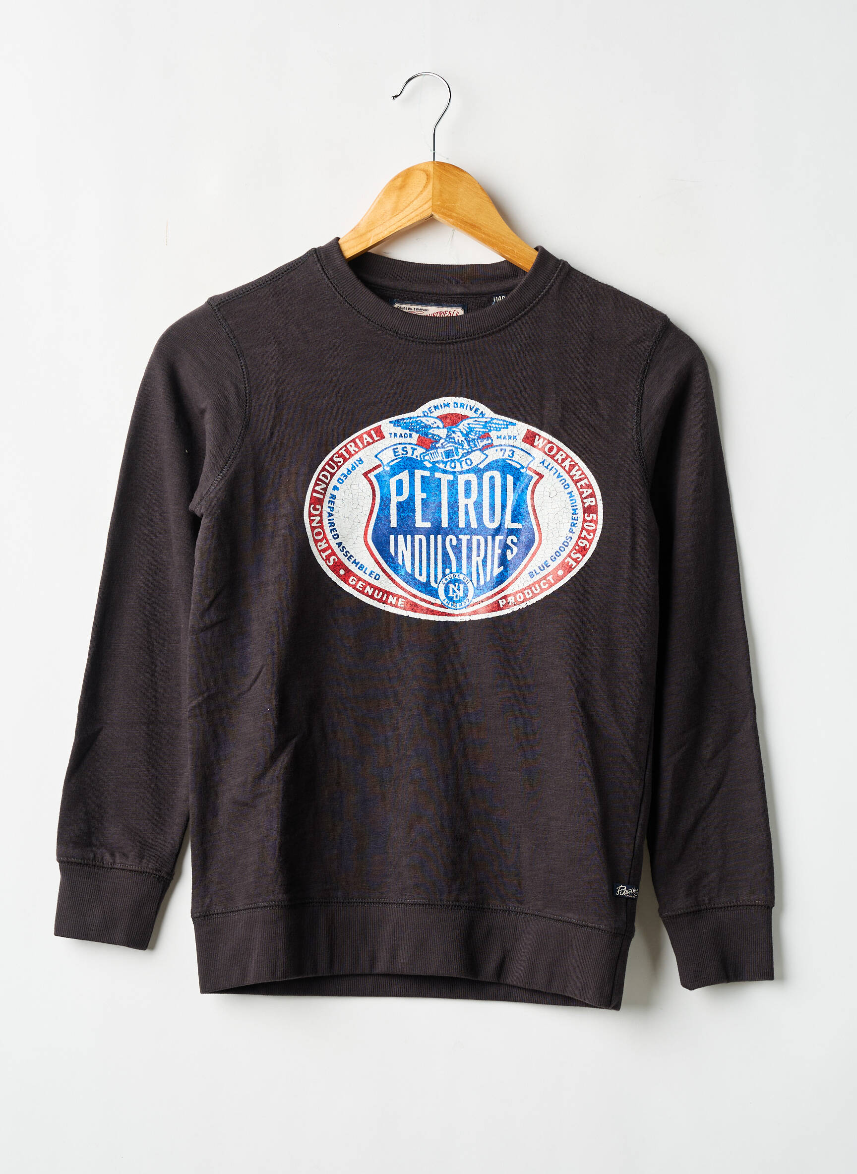 Mikroskopas floqué serigrafija ilgos rankovės juodas PETROL INDUSTRIES berniukas