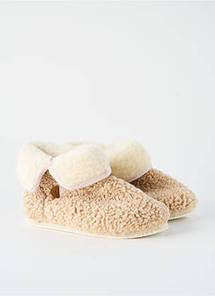 Bateliai/pantofliai apvalus mygtukas plokščias kulnas iki 3 cm bežinis CHAUSSE MOUTON moteris