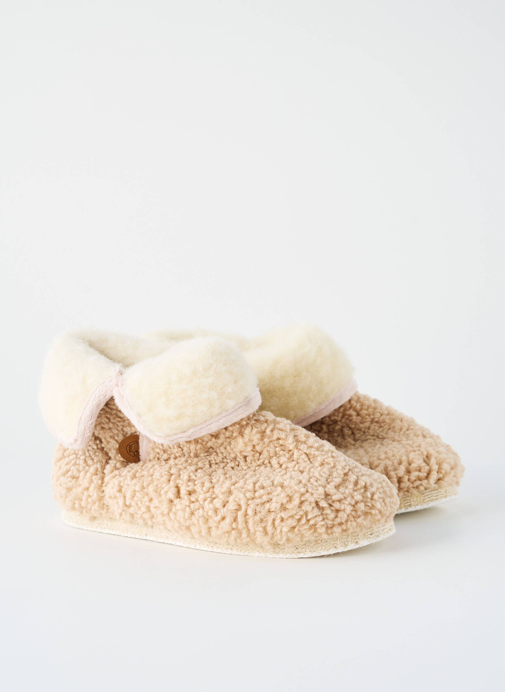 Bateliai/pantofliai apvalus mygtukas plokščias kulnas iki 3 cm bežinis CHAUSSE MOUTON moteris