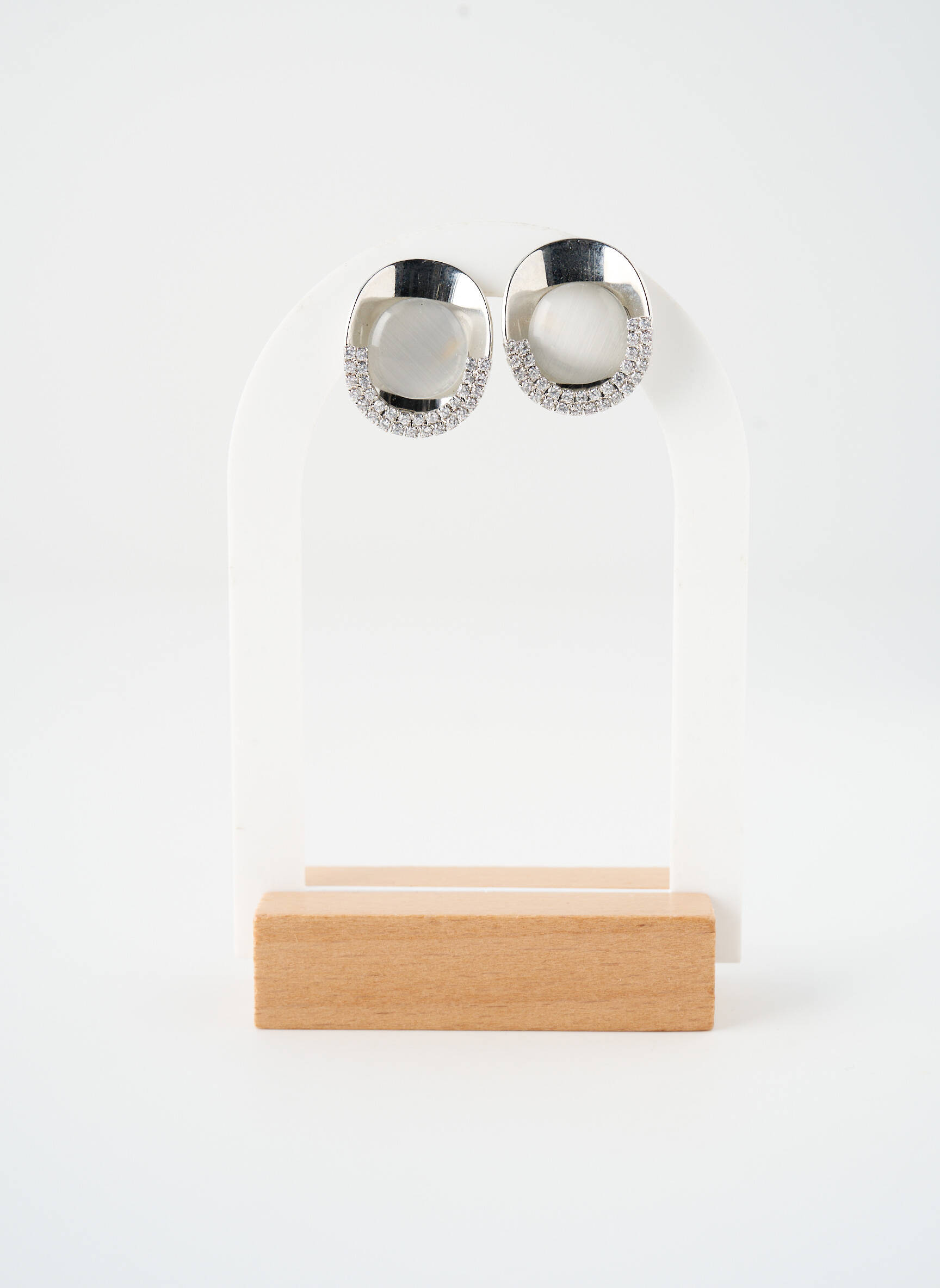 Auskarai užsegimas su spaustuku sidabrinė SATINE moteris