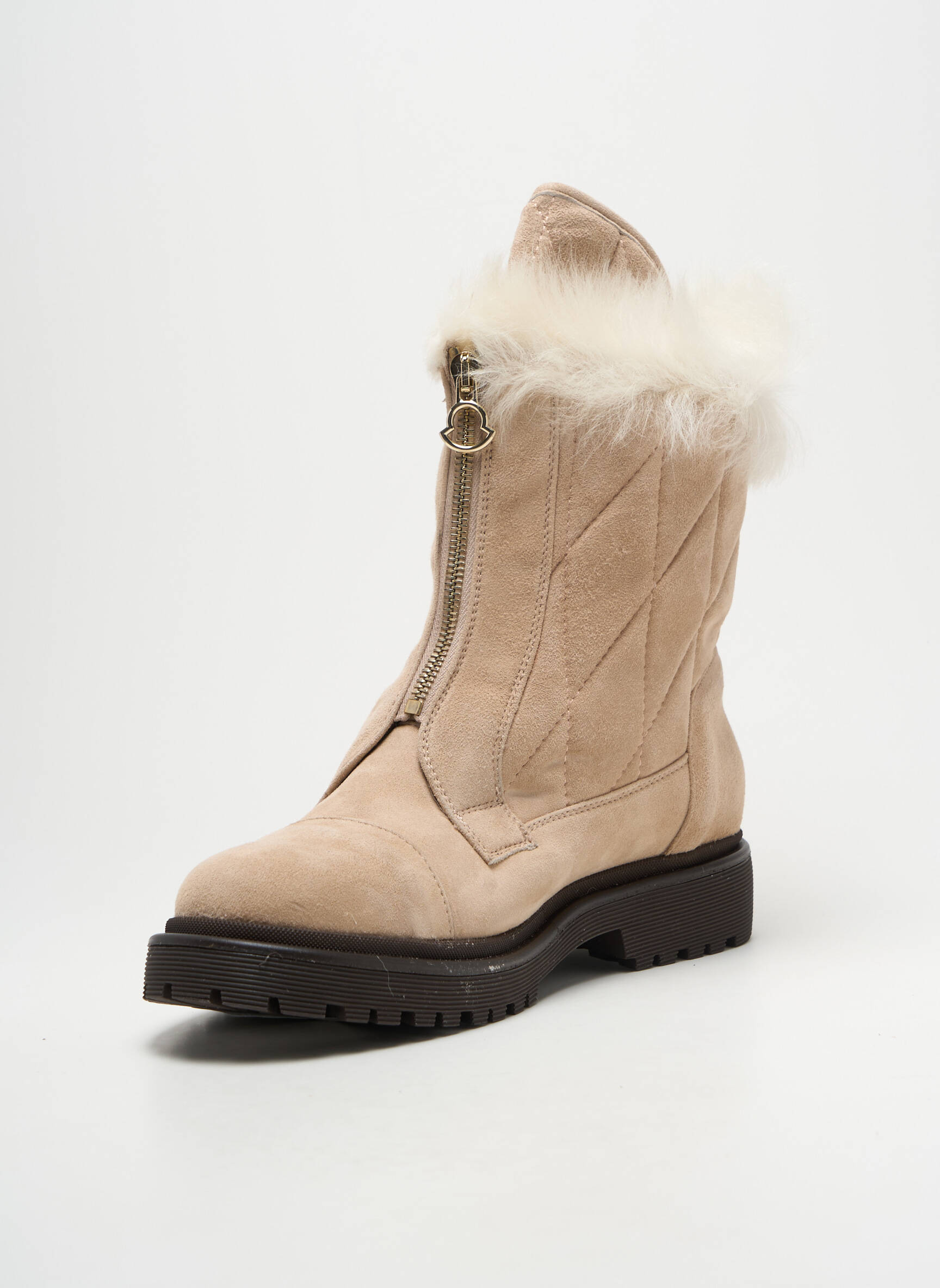 Batai/botai pamušalas plokščias kulnas iki 3 cm bežinis MONCLER moteris