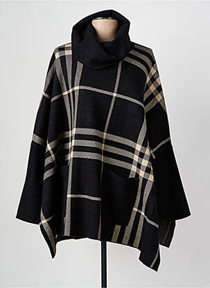 Pončas apykaklė su raukšlėmis juodas JR COLLECTION moteris