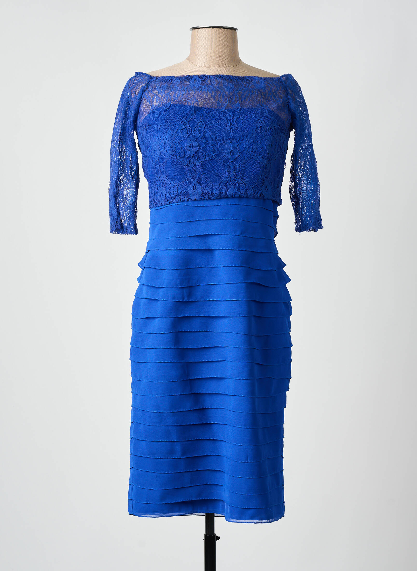 Pusilgių suknelė 3/4 rankovės 3/4 rankovės mėlyna FASHION NEW YORK moteris