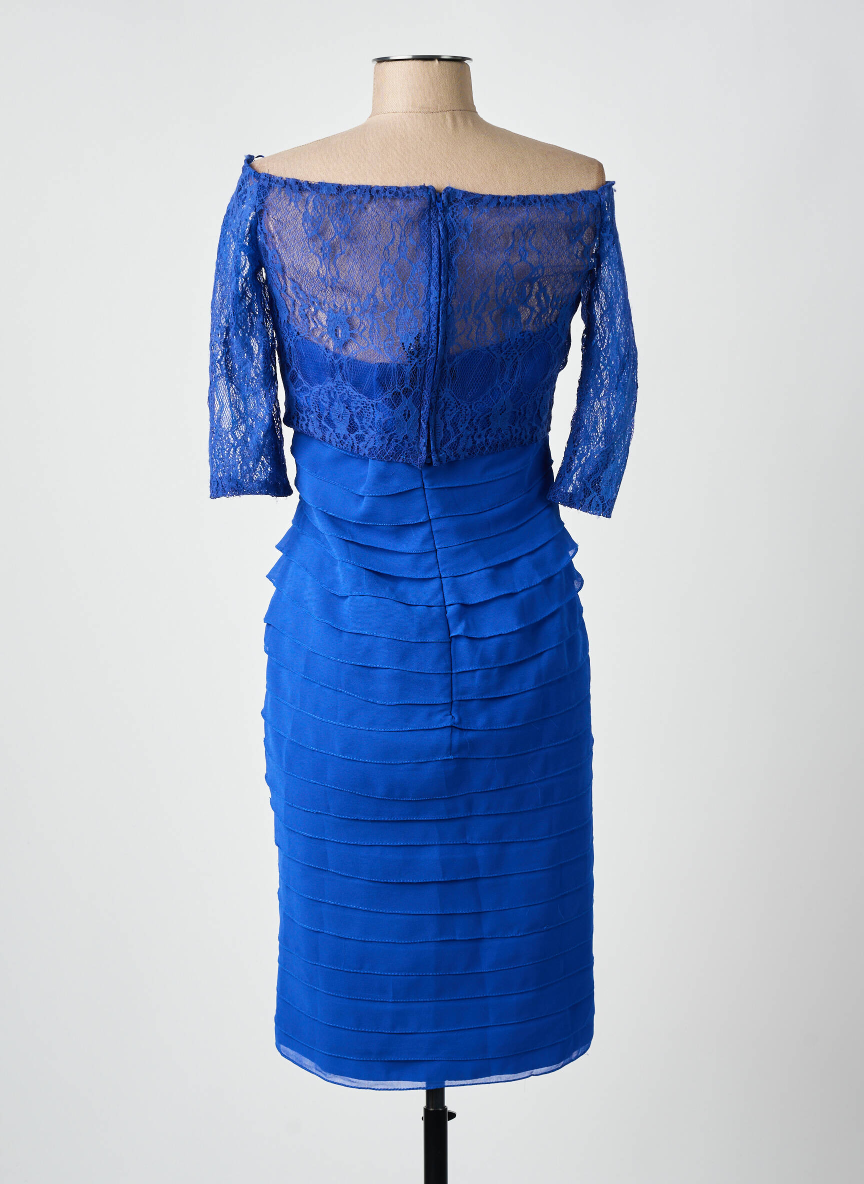 Pusilgių suknelė 3/4 rankovės 3/4 rankovės mėlyna FASHION NEW YORK moteris