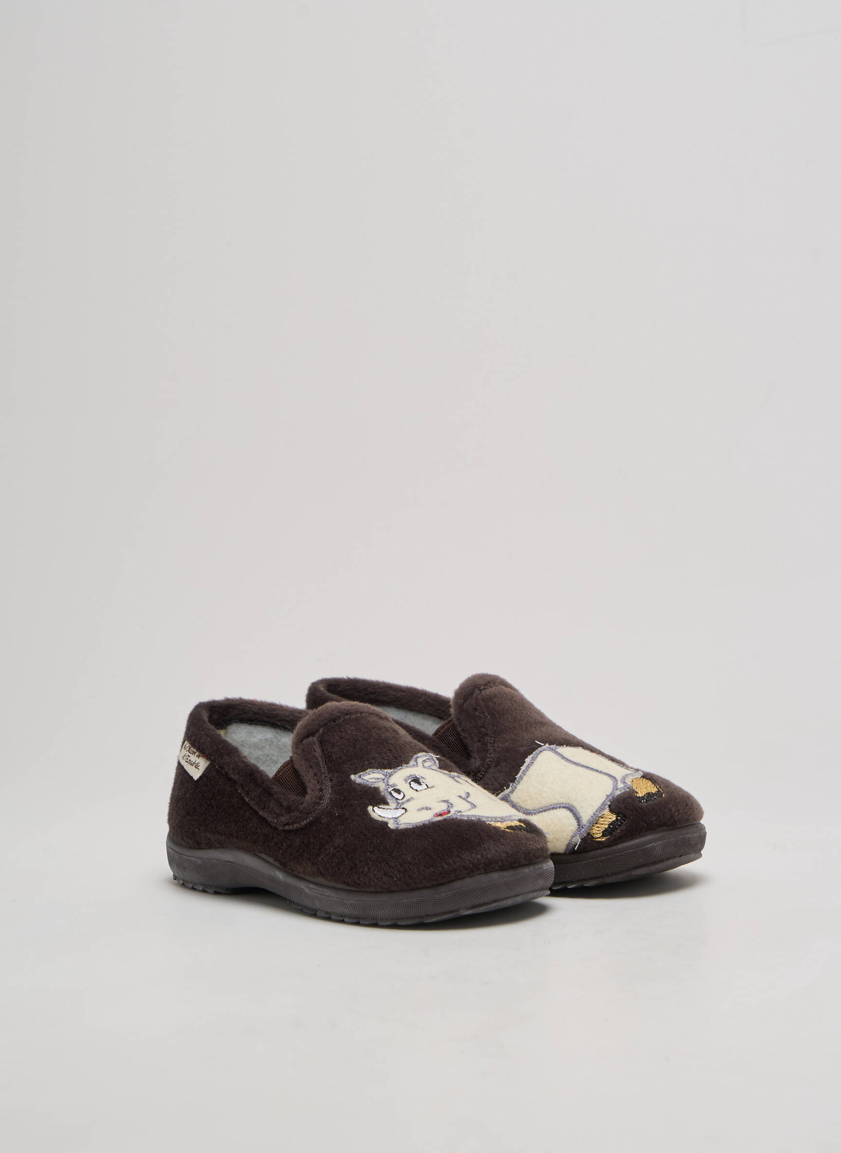 Bateliai/pantofliai aksomo audimas apvalus mygtukas rudas LA MAISON DE L'ESPADRILLE berniukas