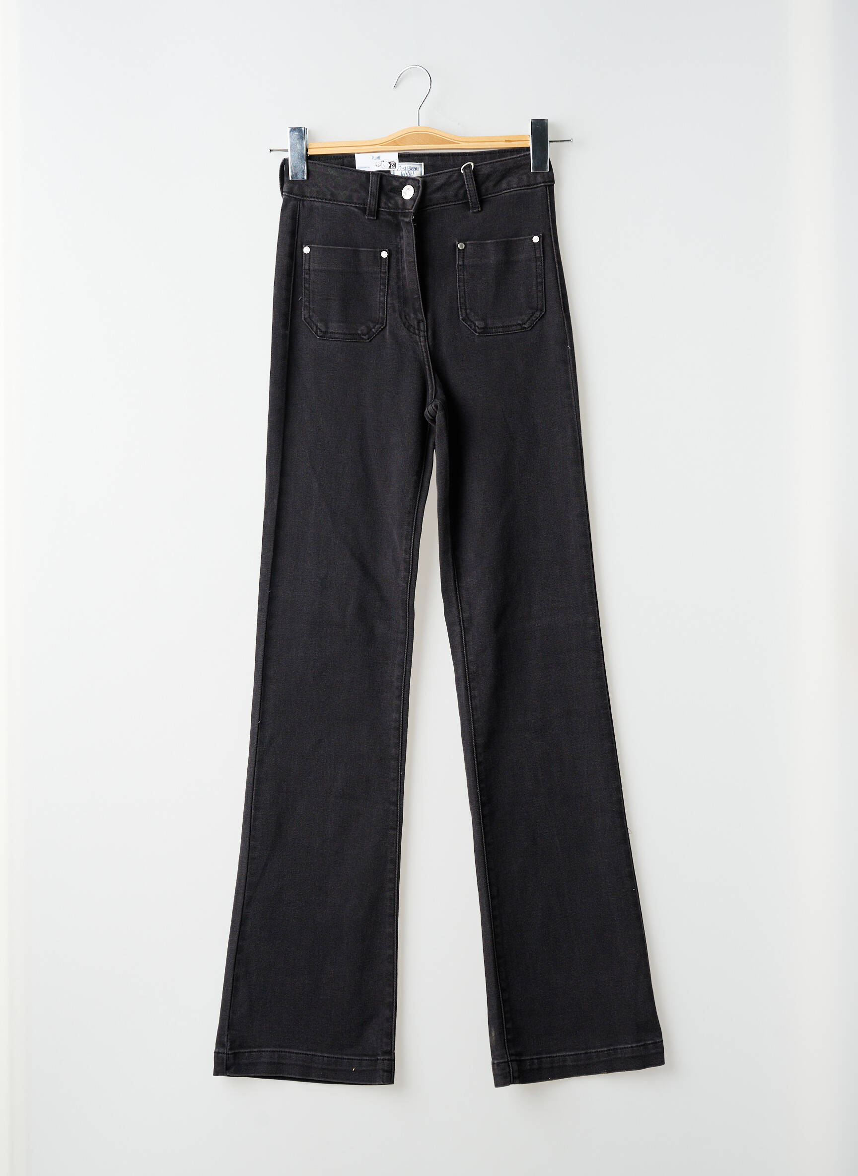 Bootcut džinsai aukšta talija aukšta talija juodas C'EST BEAU LA VIE moteris