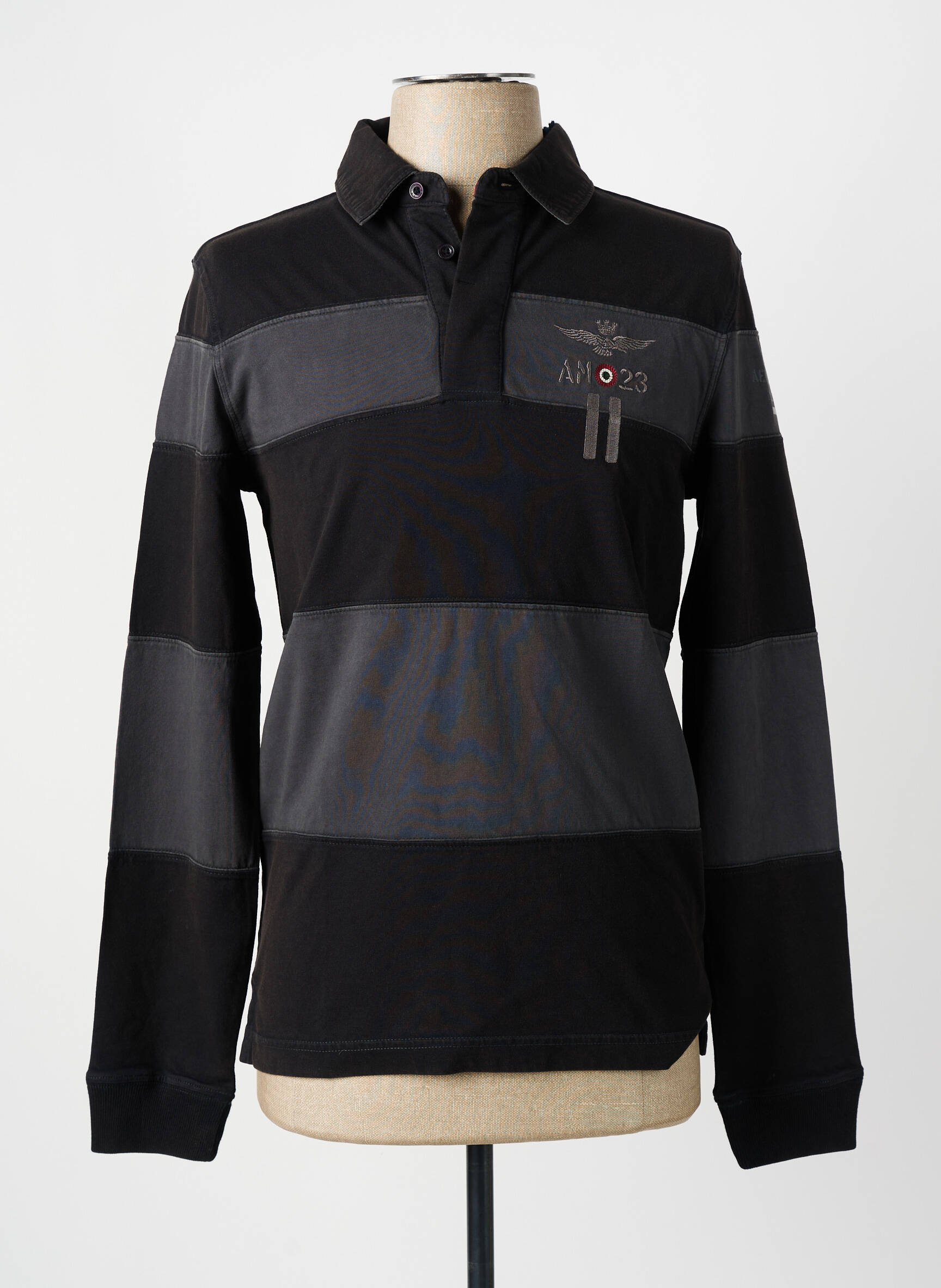 Polo ilgos rankovės ilgos rankovės juodas AERONAUTICA vyras