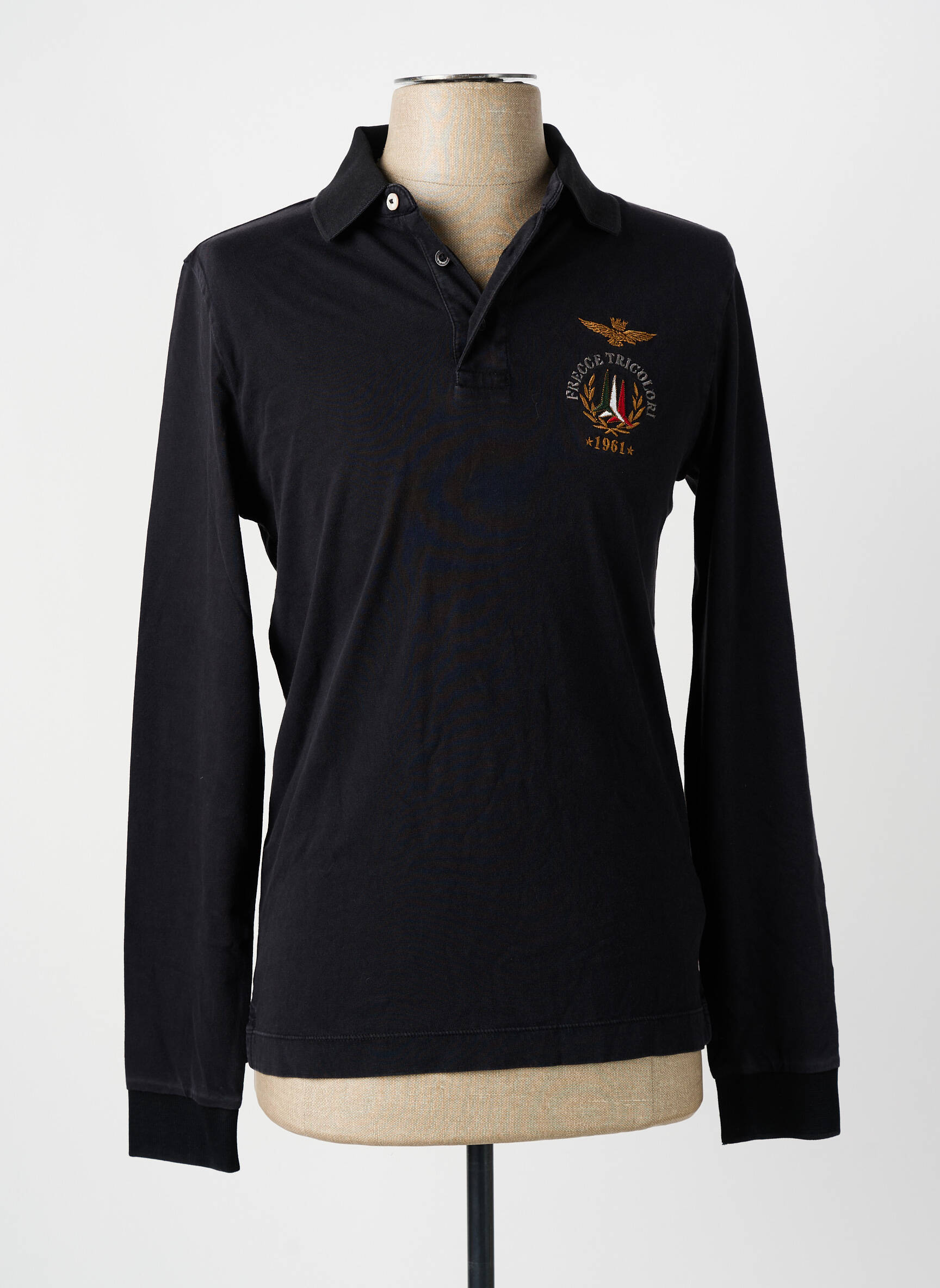 Polo ilgos rankovės ilgos rankovės juodas AERONAUTICA vyras