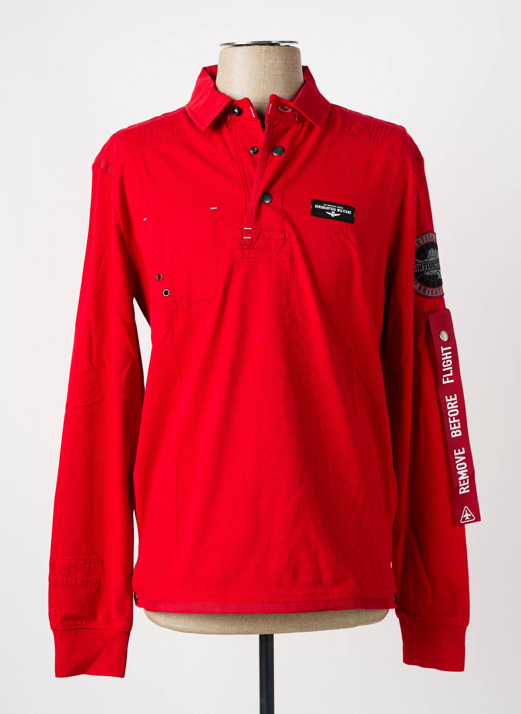 Polo ilgos rankovės ilgos rankovės raudona AERONAUTICA vyras