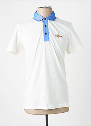 Polo jersey audinys trumpas rankovės baltas AERONAUTICA vyras