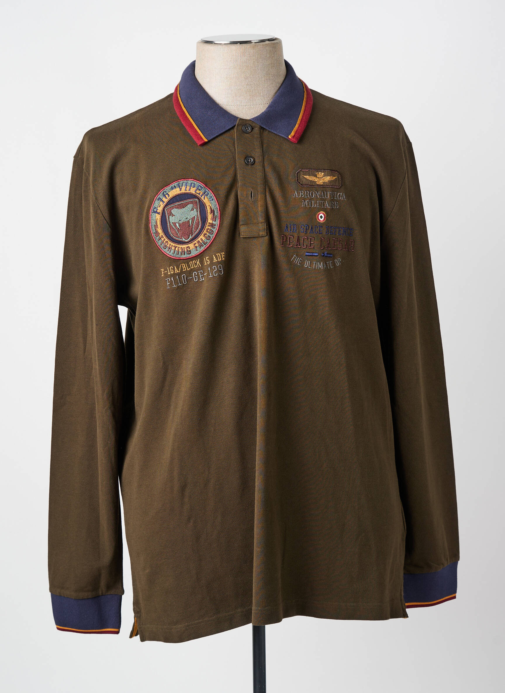 Polo ilgos rankovės ilgos rankovės žalias AERONAUTICA vyras