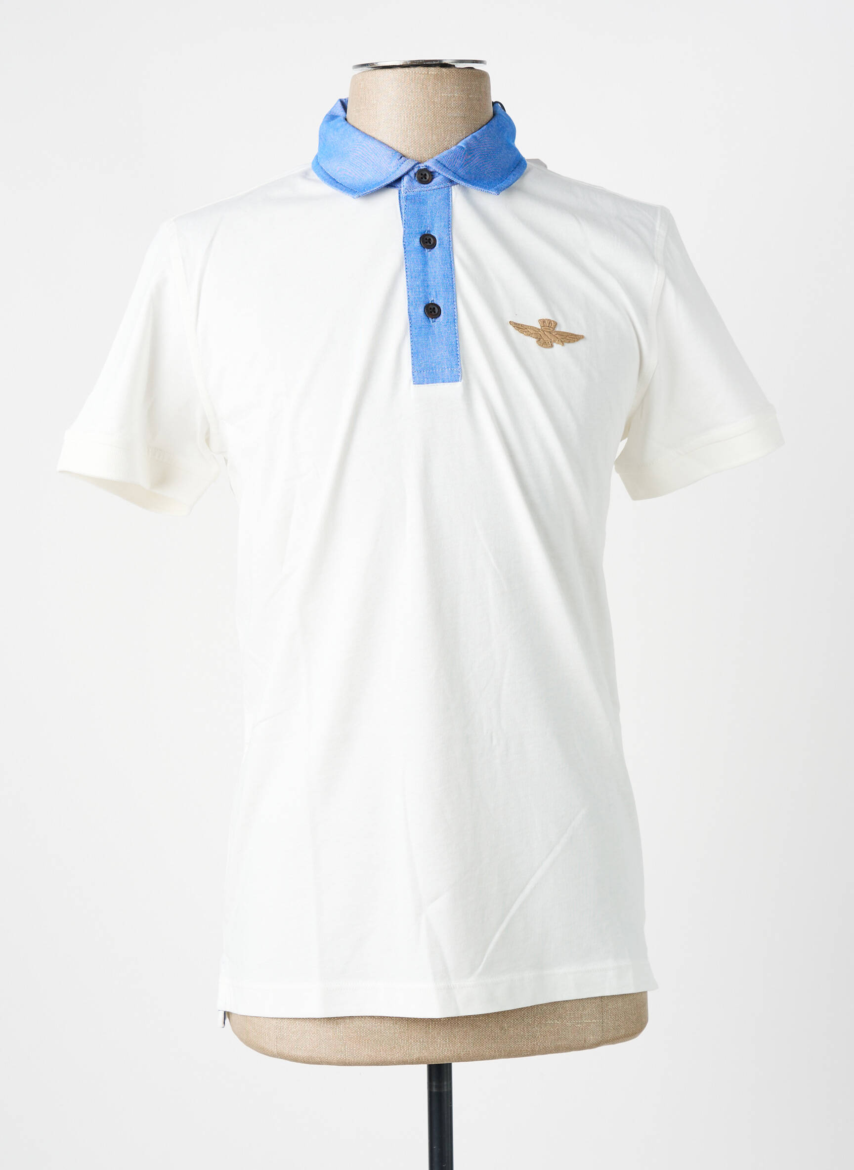 Polo jersey audinys trumpas rankovės baltas AERONAUTICA vyras