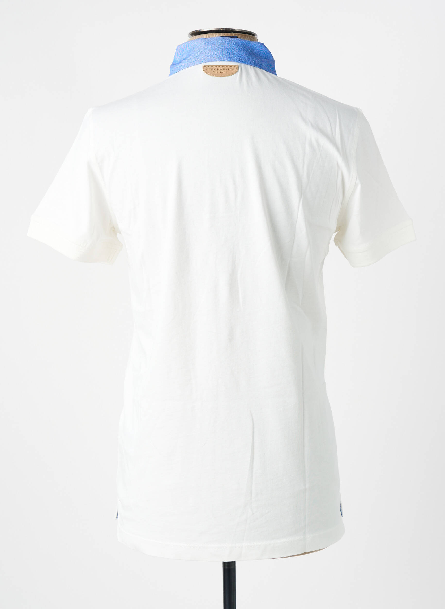 Polo jersey audinys trumpas rankovės baltas AERONAUTICA vyras