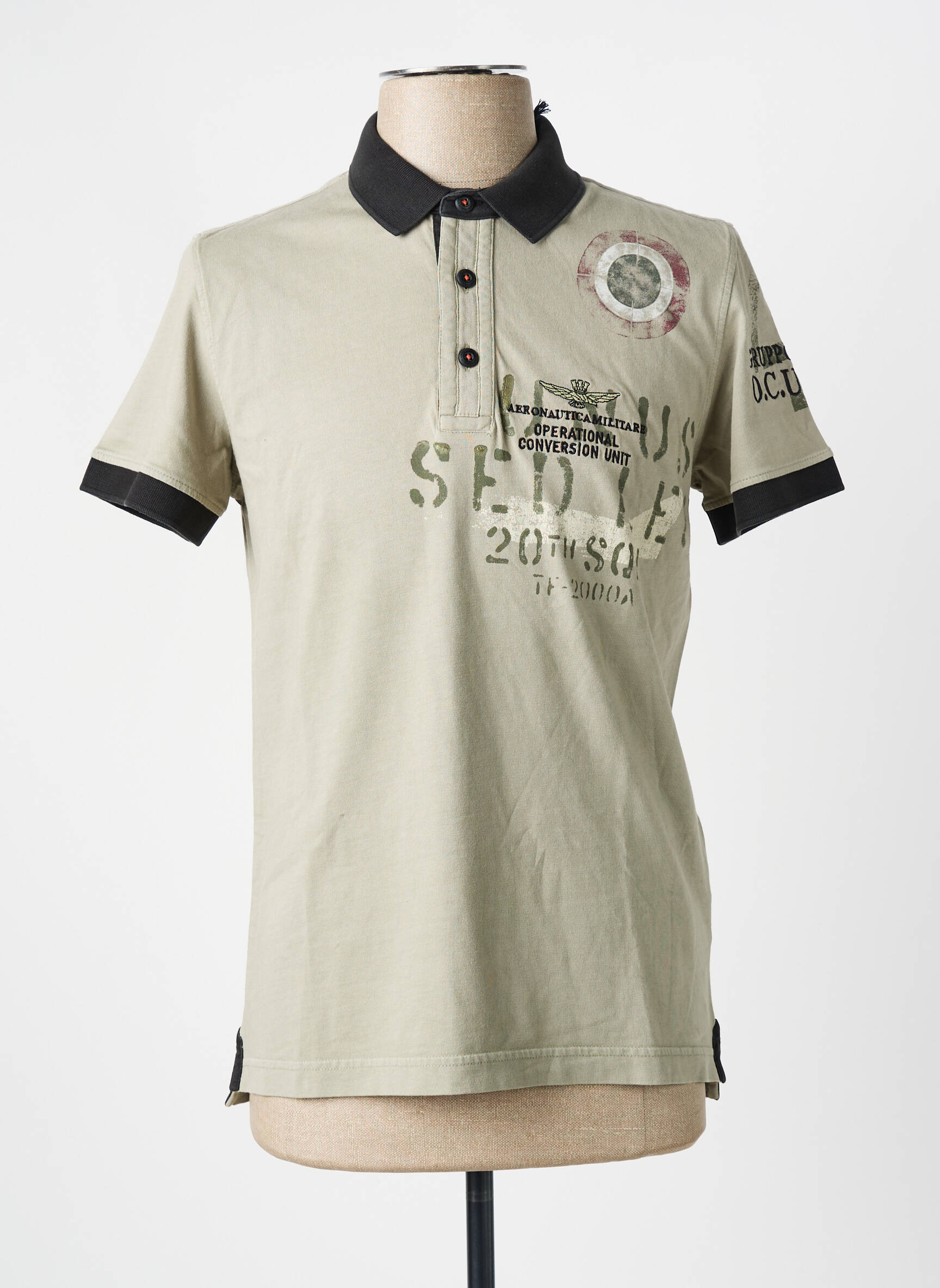 Polo jersey audinys trumpas rankovės žalias AERONAUTICA vyras