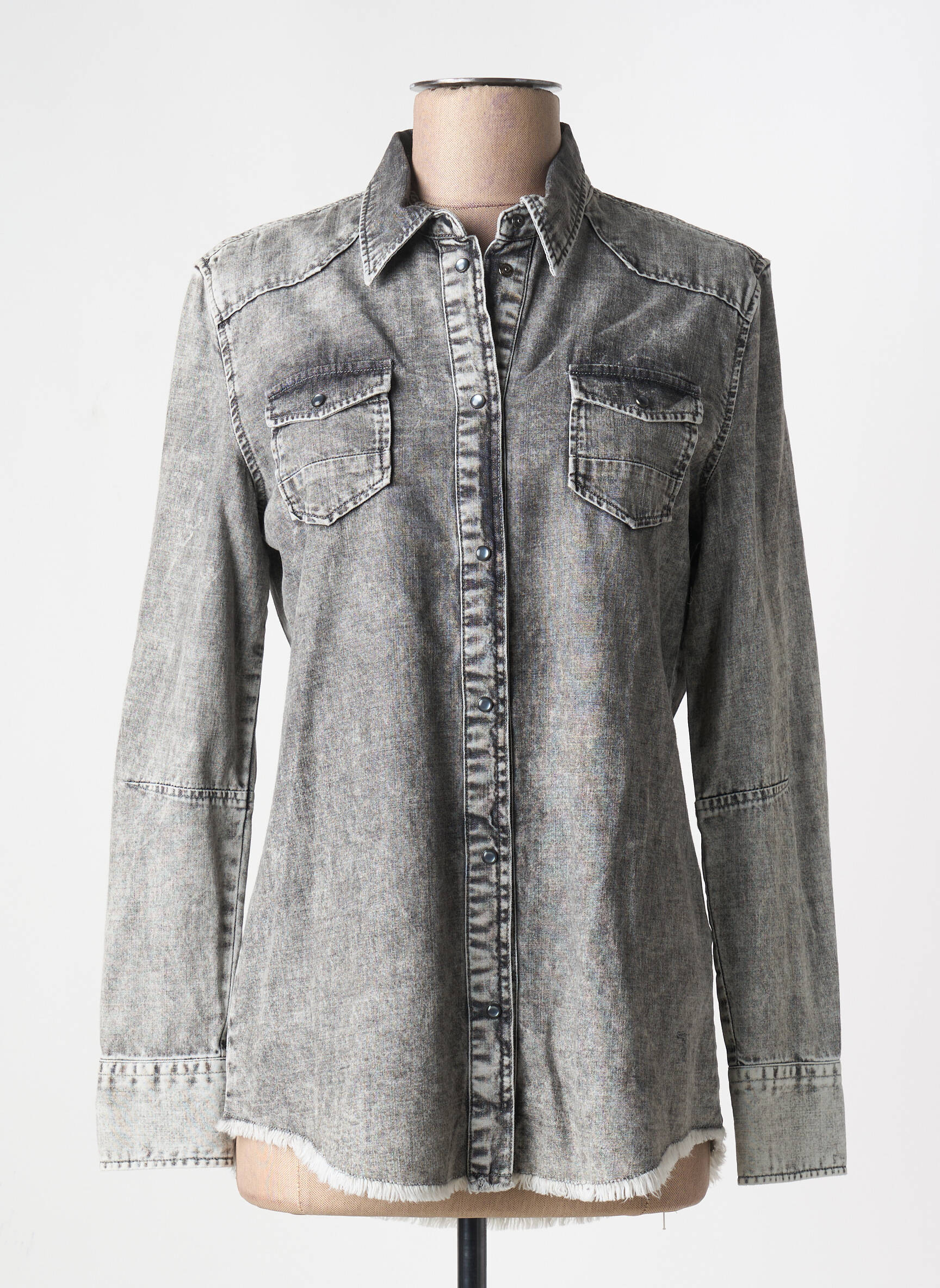 Moteriškas marškinys centrinė iškirptė ilgos rankovės pilka TRUSSARDI JEANS moteris