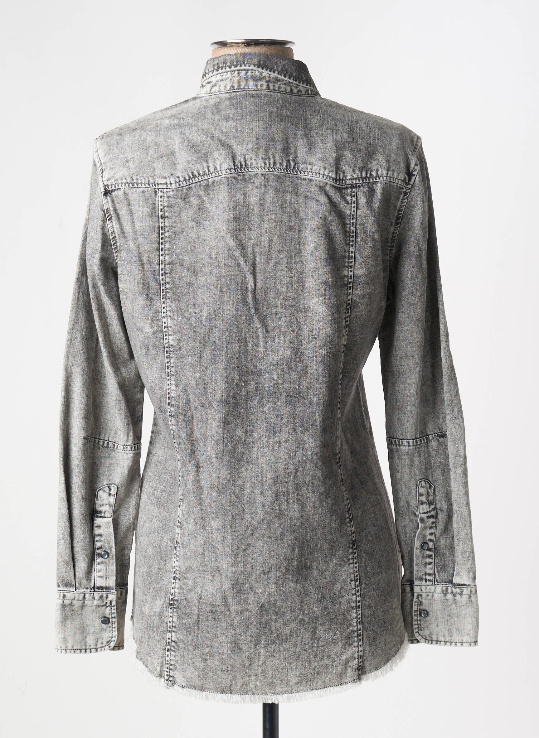 Moteriškas marškinys centrinė iškirptė ilgos rankovės pilka TRUSSARDI JEANS moteris