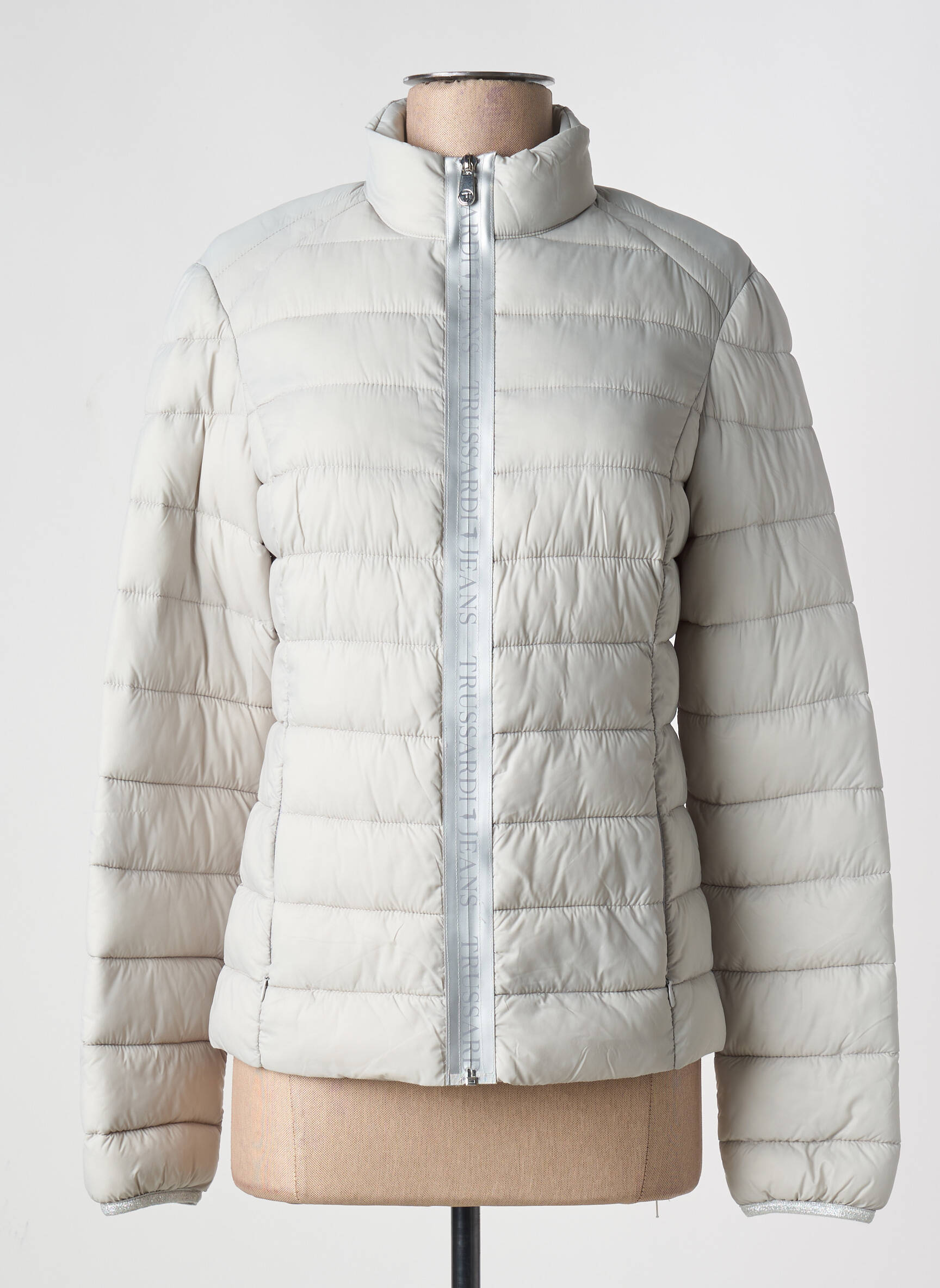 Pūkinė striukė ilgos rankovės be gobtuvų pilka TRUSSARDI JEANS moteris
