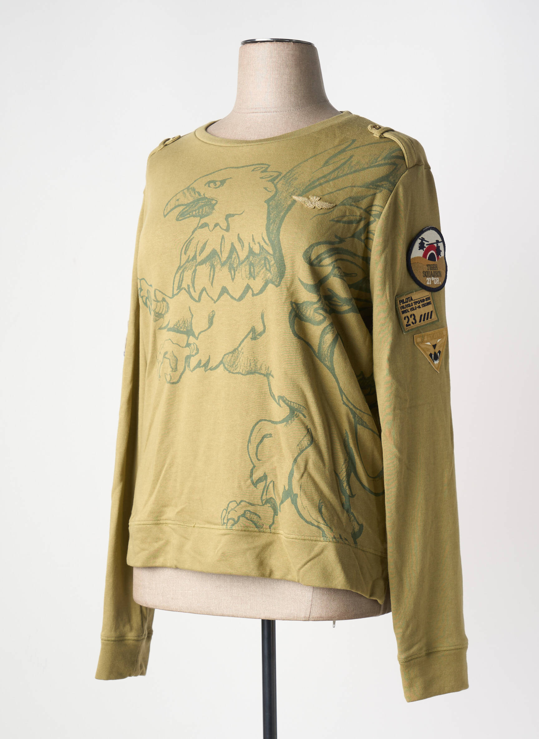 Mikroskopas floqué serigrafija ilgos rankovės žalias AERONAUTICA moteris