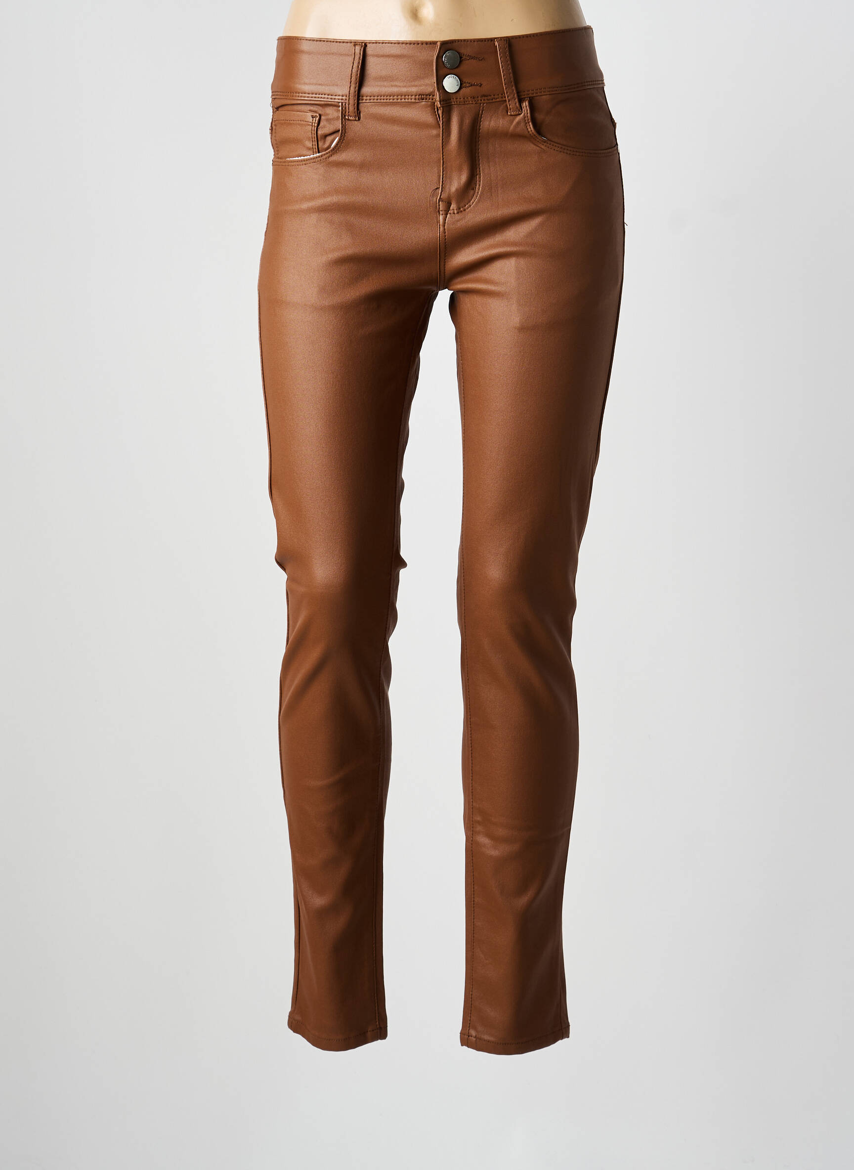 Lieknos džinsai aukšta talija aukšta talija rudas KALISSON moteris