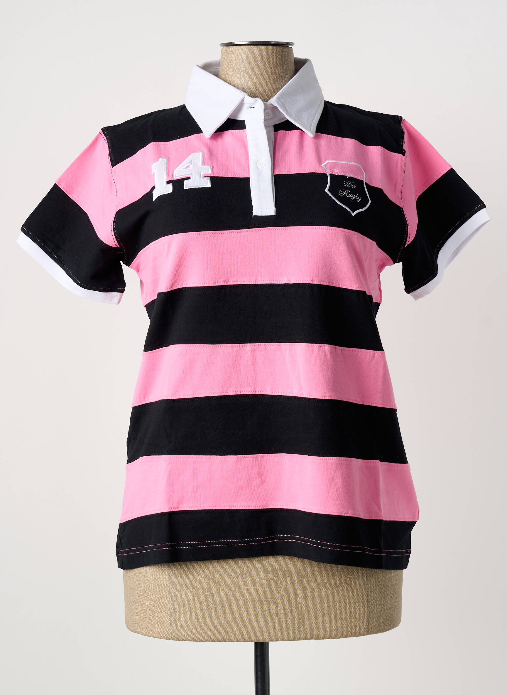 Polo juostelės raštas trumpas rankovės rožinė COMPTOIR DU RUGBY moteris
