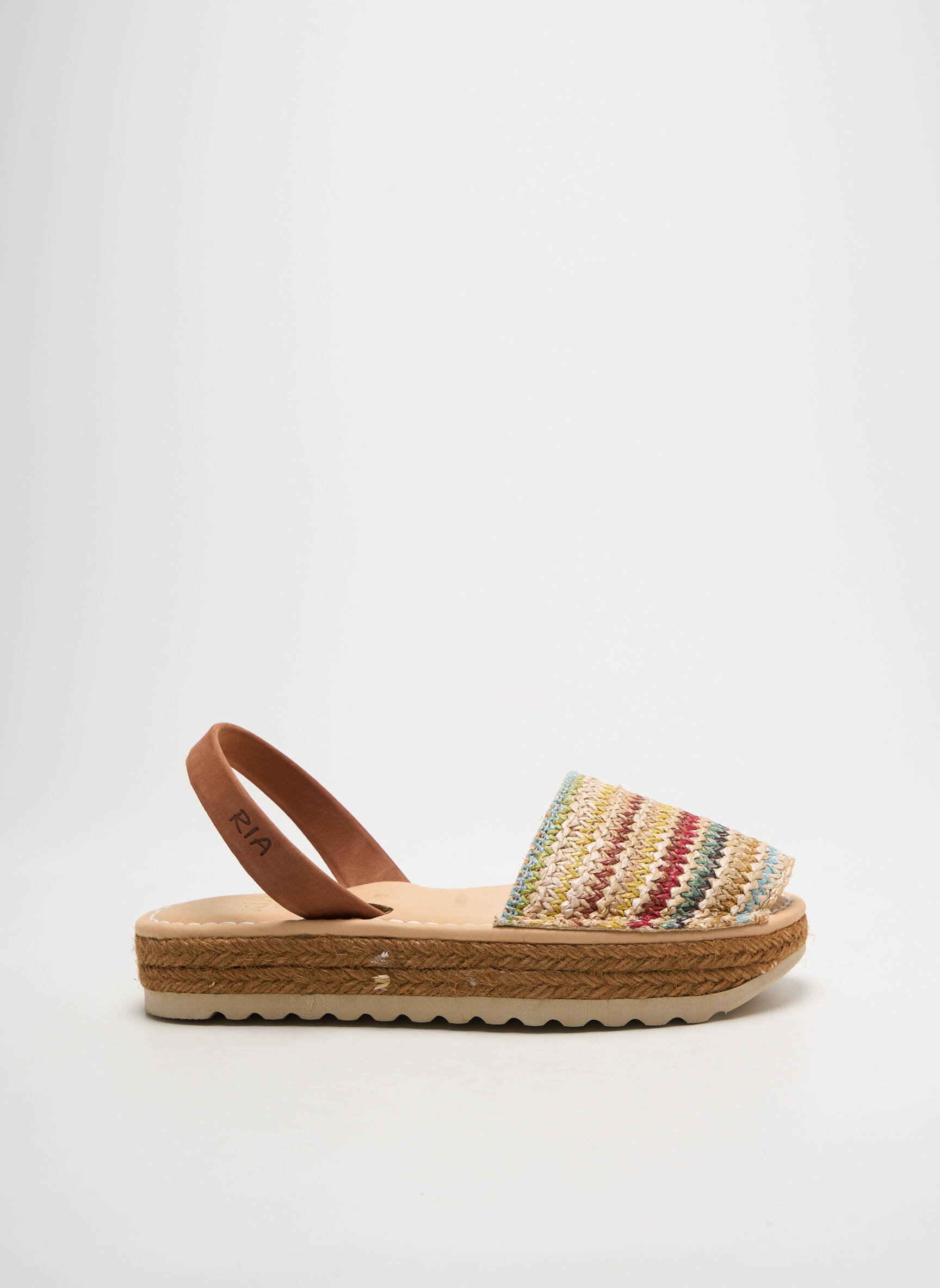 Espadrilės atvira pabaiga plokščias kulnas iki 3 cm rudas RIA MENORCA moteris