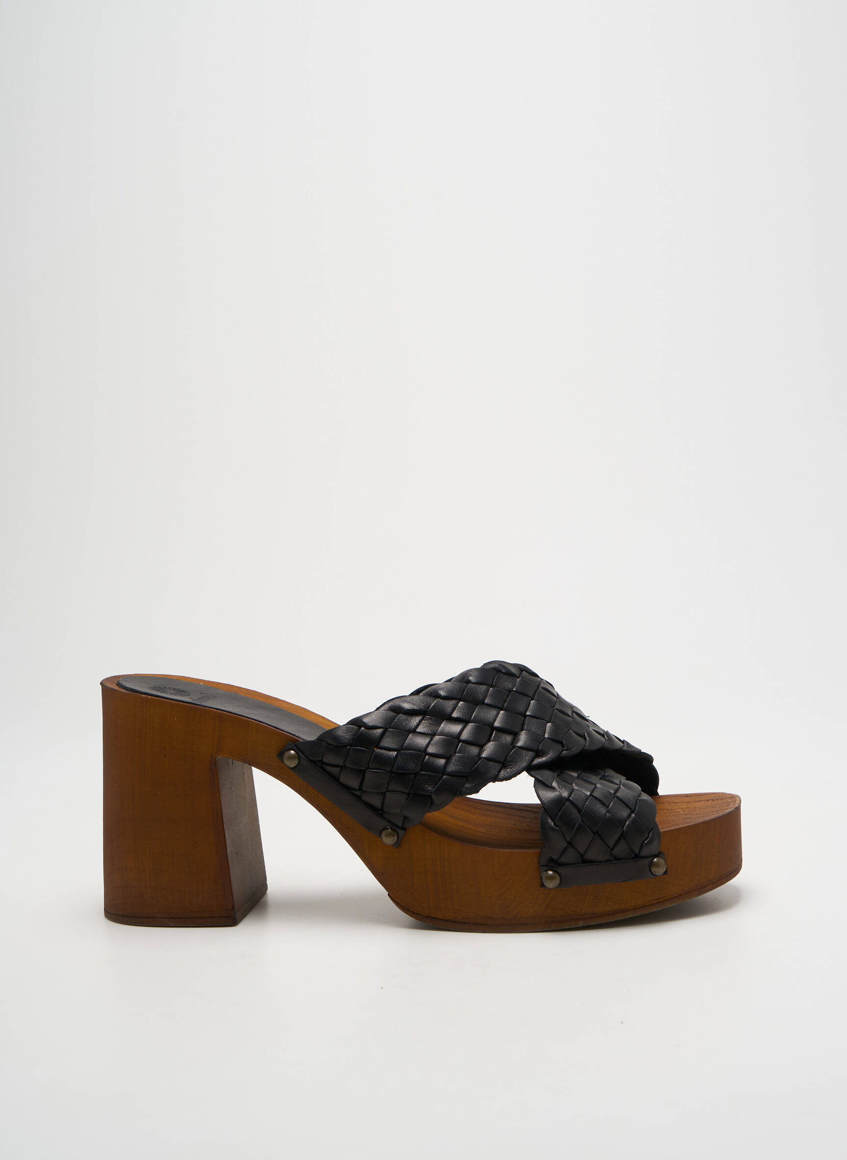 Mule/sabotai pusiau kompensuotas kulnas nuo 7 iki 9 cm juodas NIMAL moteris