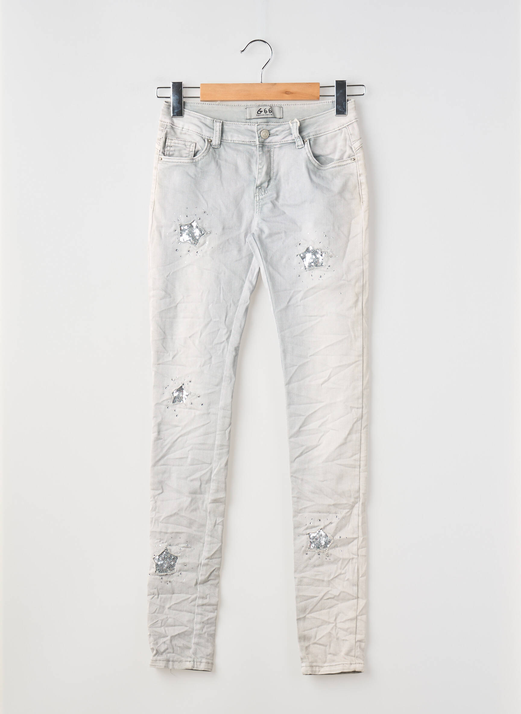 Lieknos džinsai tamprumas reguliuojamo dydžio pilka G66 mergina