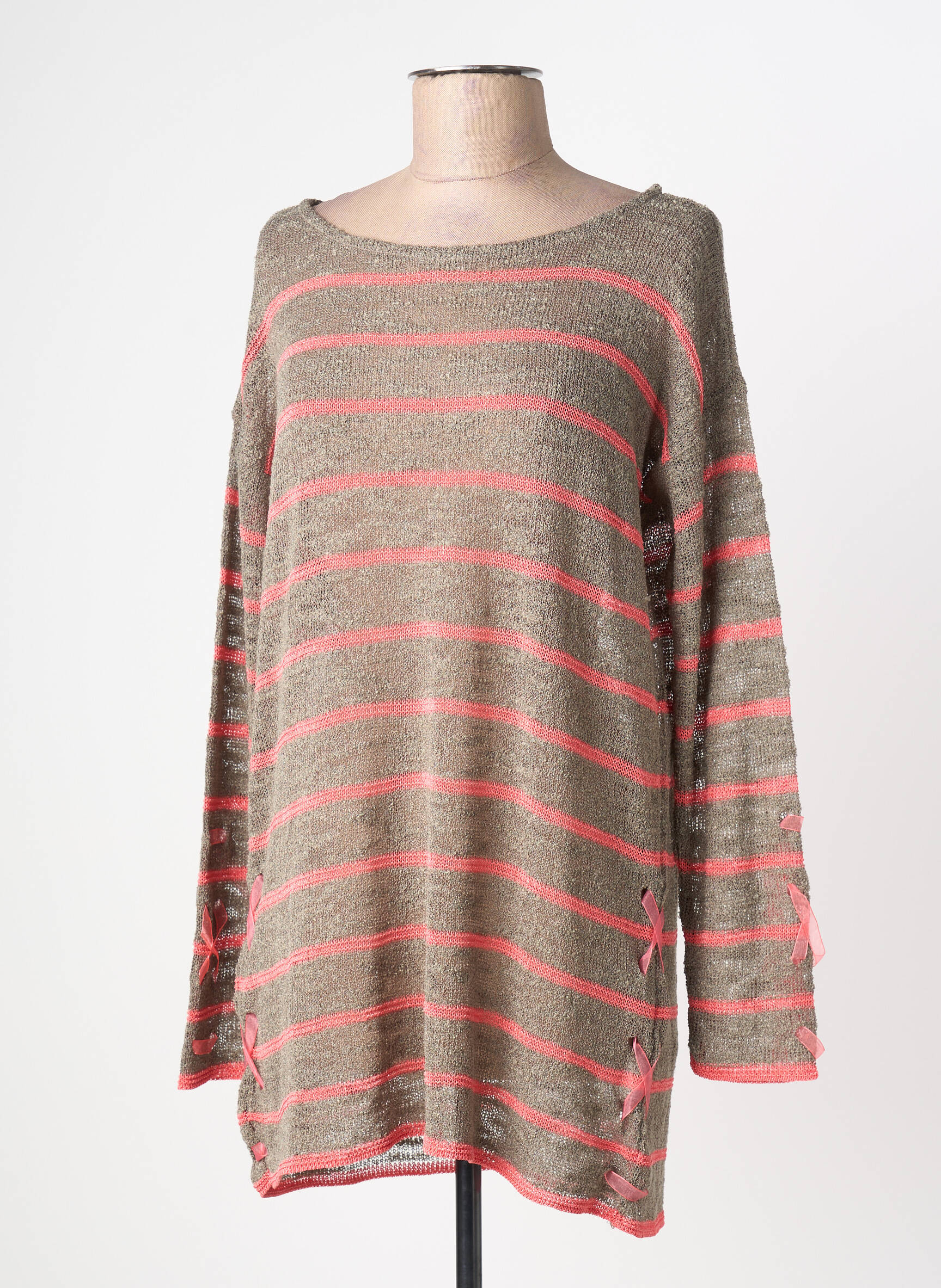 Tunikinis megztinis apvalus kaklas ilgos rankovės rudas TRICOTS JEAN MARC moteris