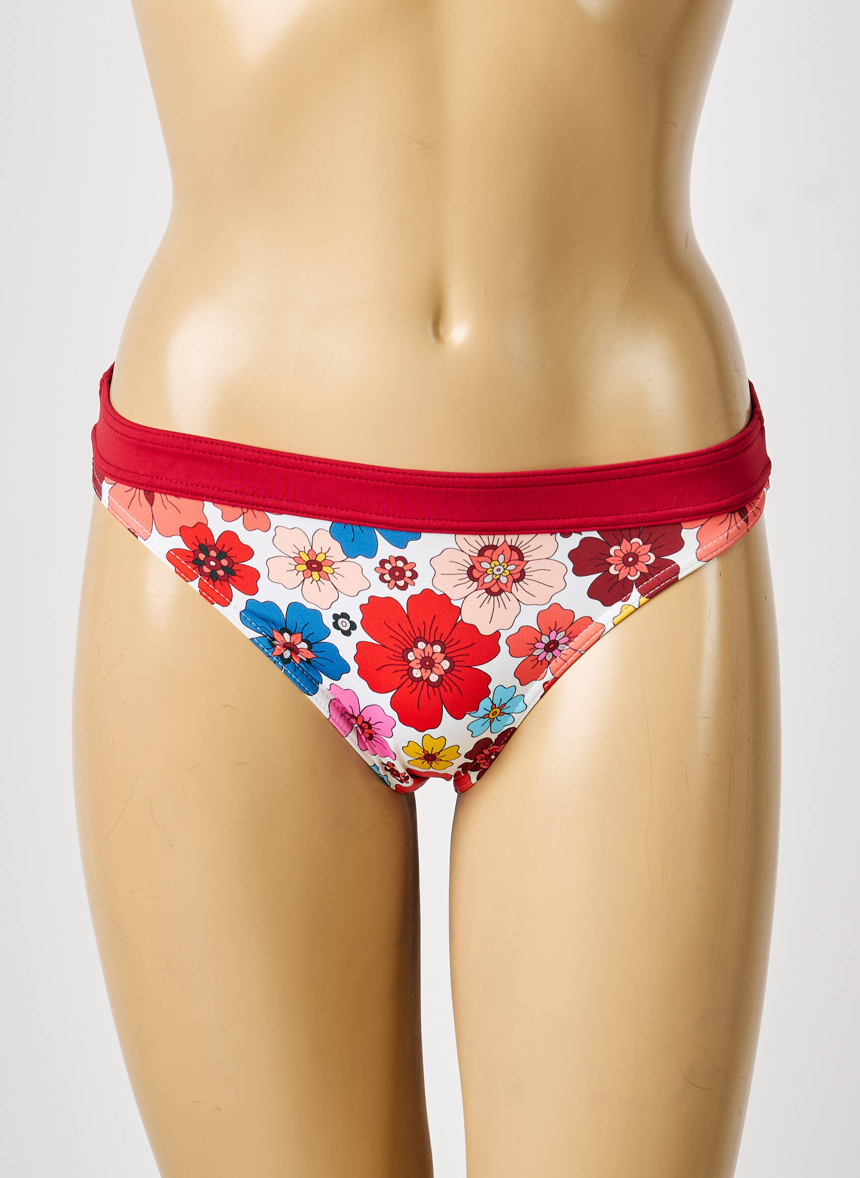 Maudymosi kelnaitės gėlių raštas kelnaitės raudona BIKINI BAR moteris