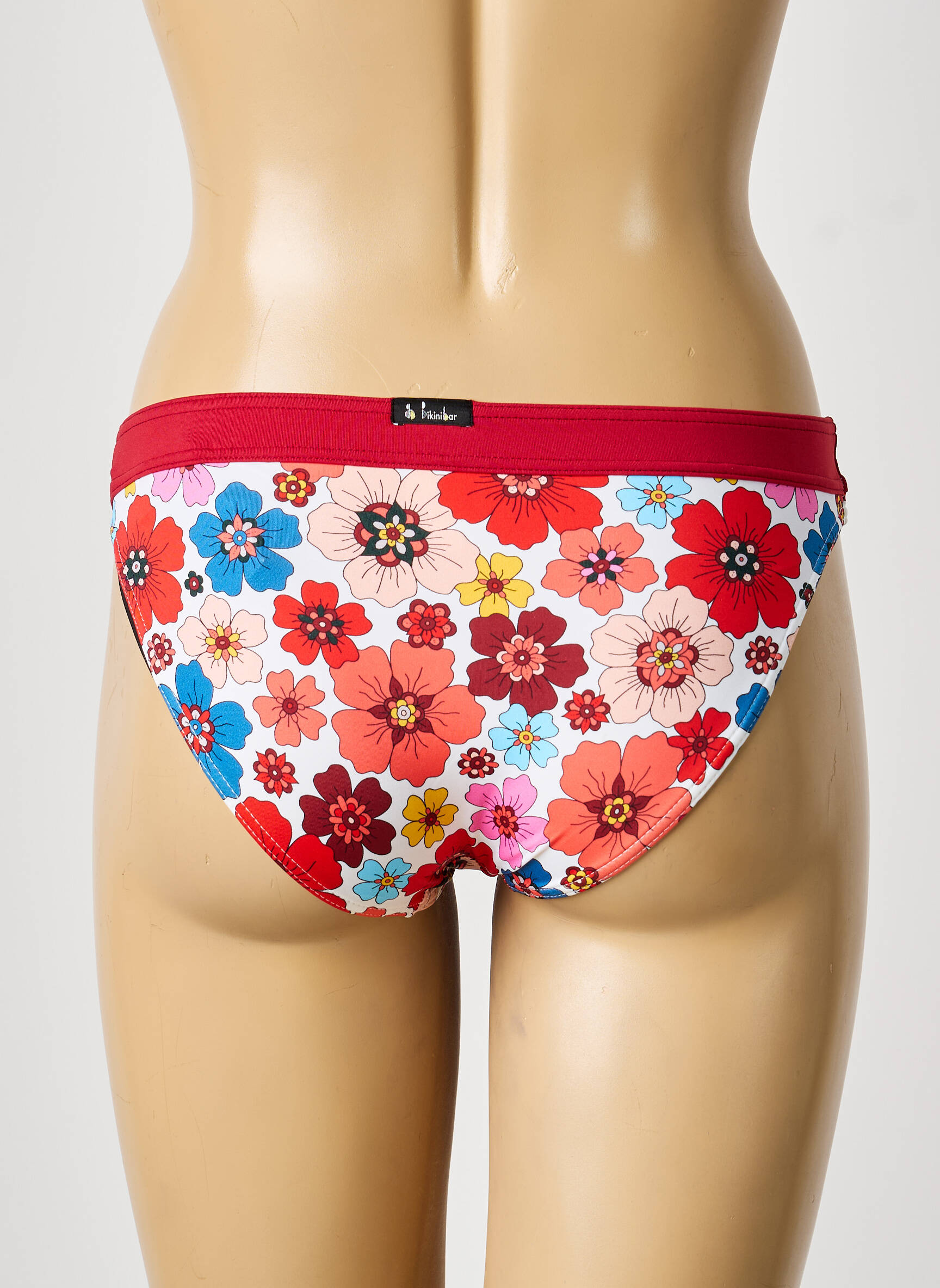 Maudymosi kelnaitės gėlių raštas kelnaitės raudona BIKINI BAR moteris