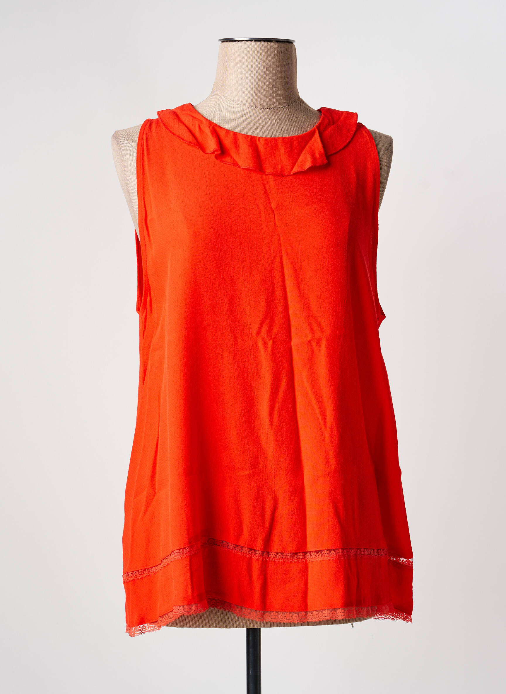 Viršūnė centrinė iškirptė be rankų oranžinė NEW LILY moteris