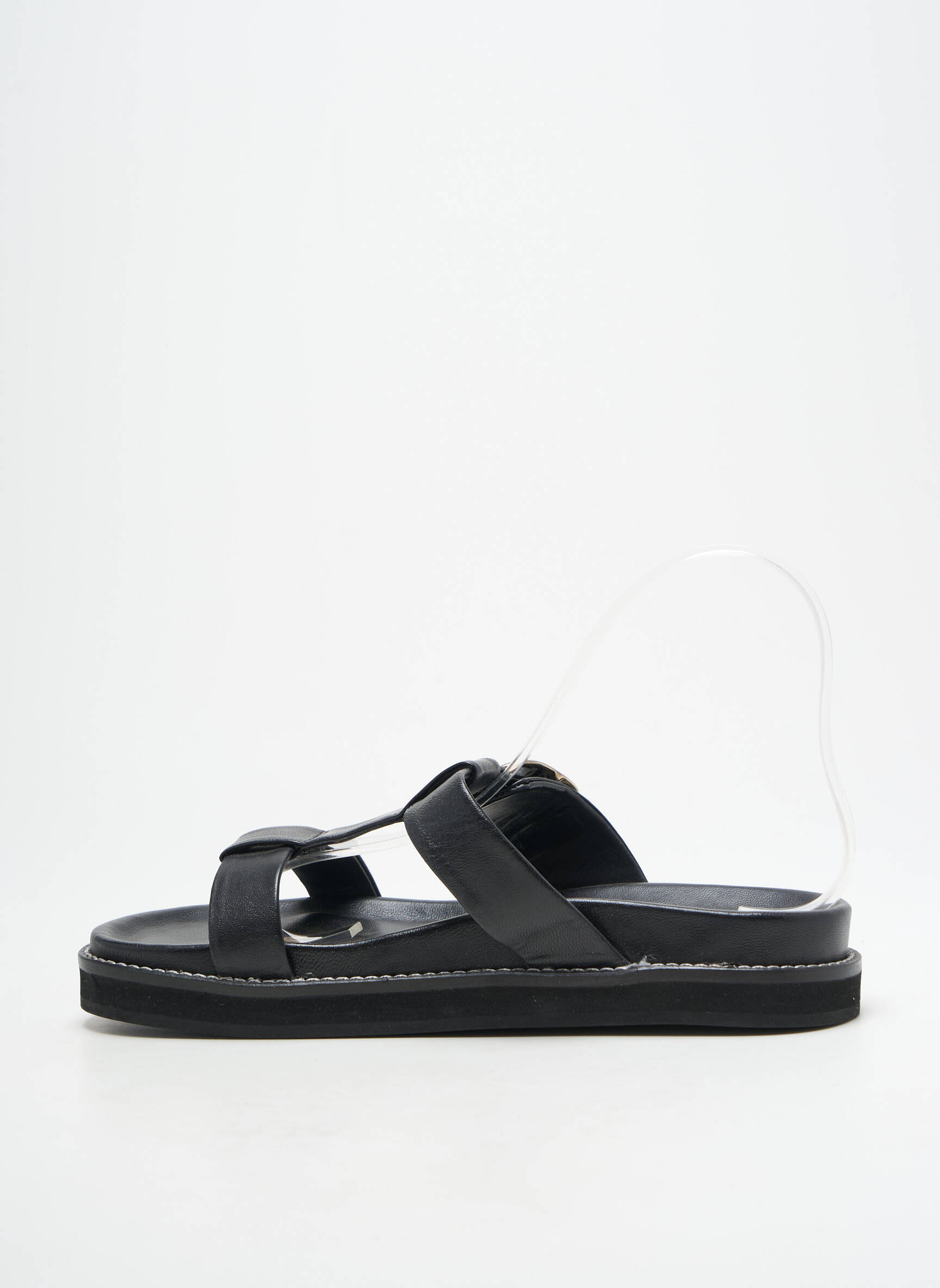 Mule/sabotai satino audinys plokščias kulnas iki 3 cm juodas BOBBIES moteris