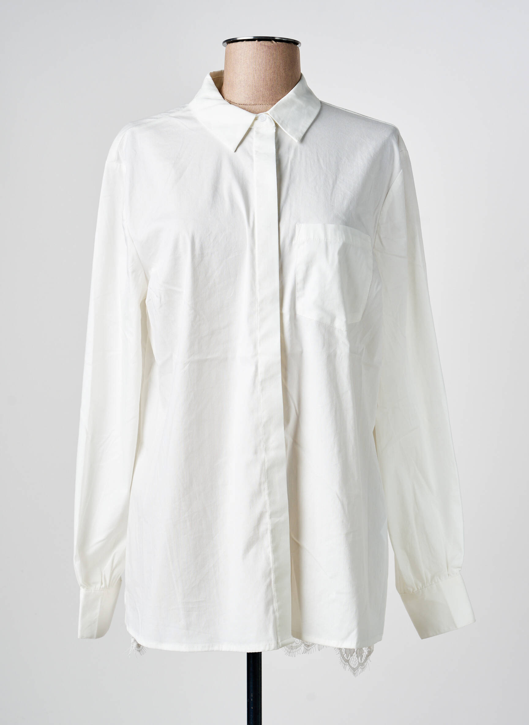 Ilgų rankovių tunika lengva ir skaidri baltas CREAM moteris