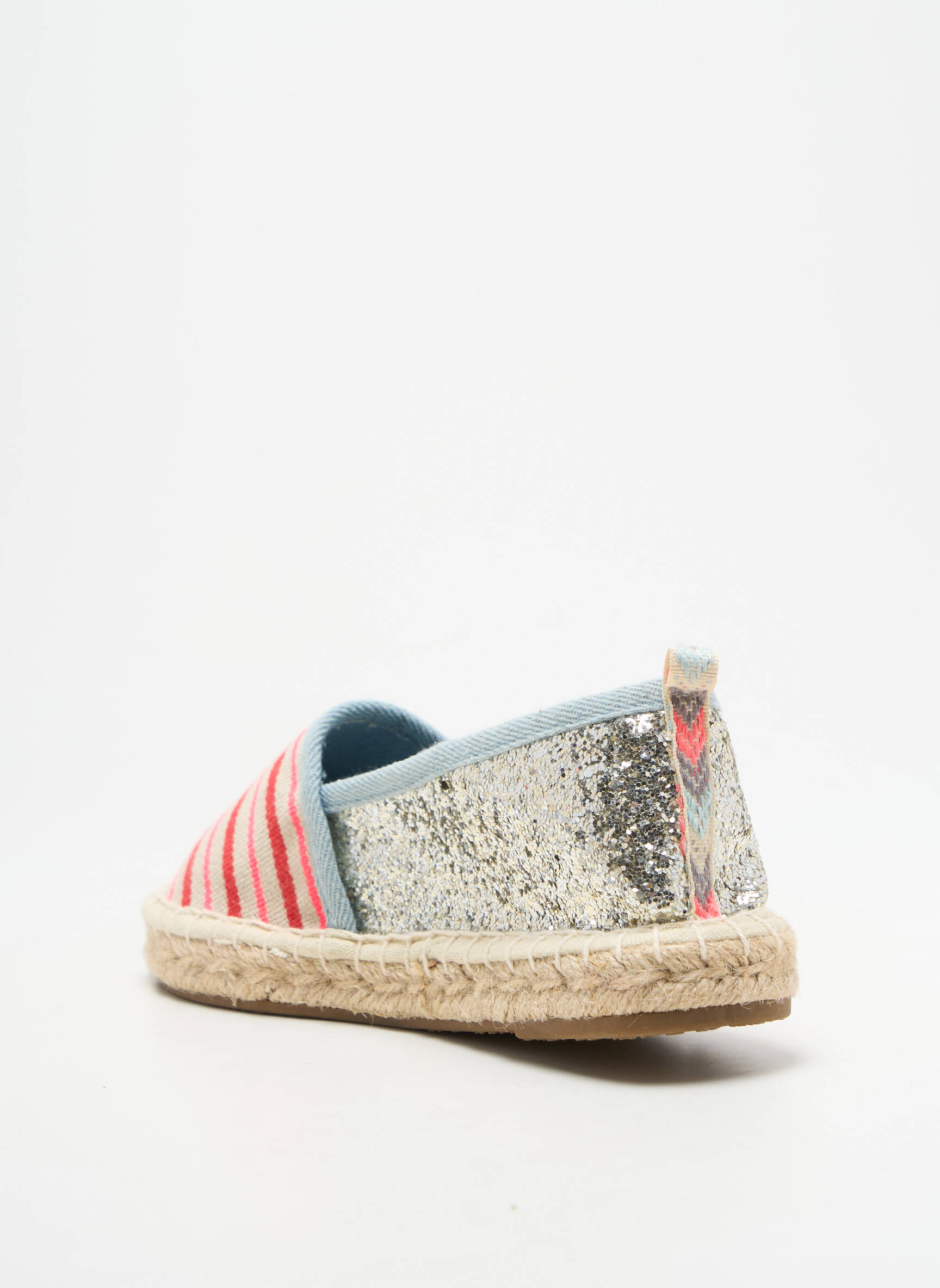 Espadrilės apvalus mygtukas plokščias kulnas iki 3 cm sidabrinė ONLY moteris