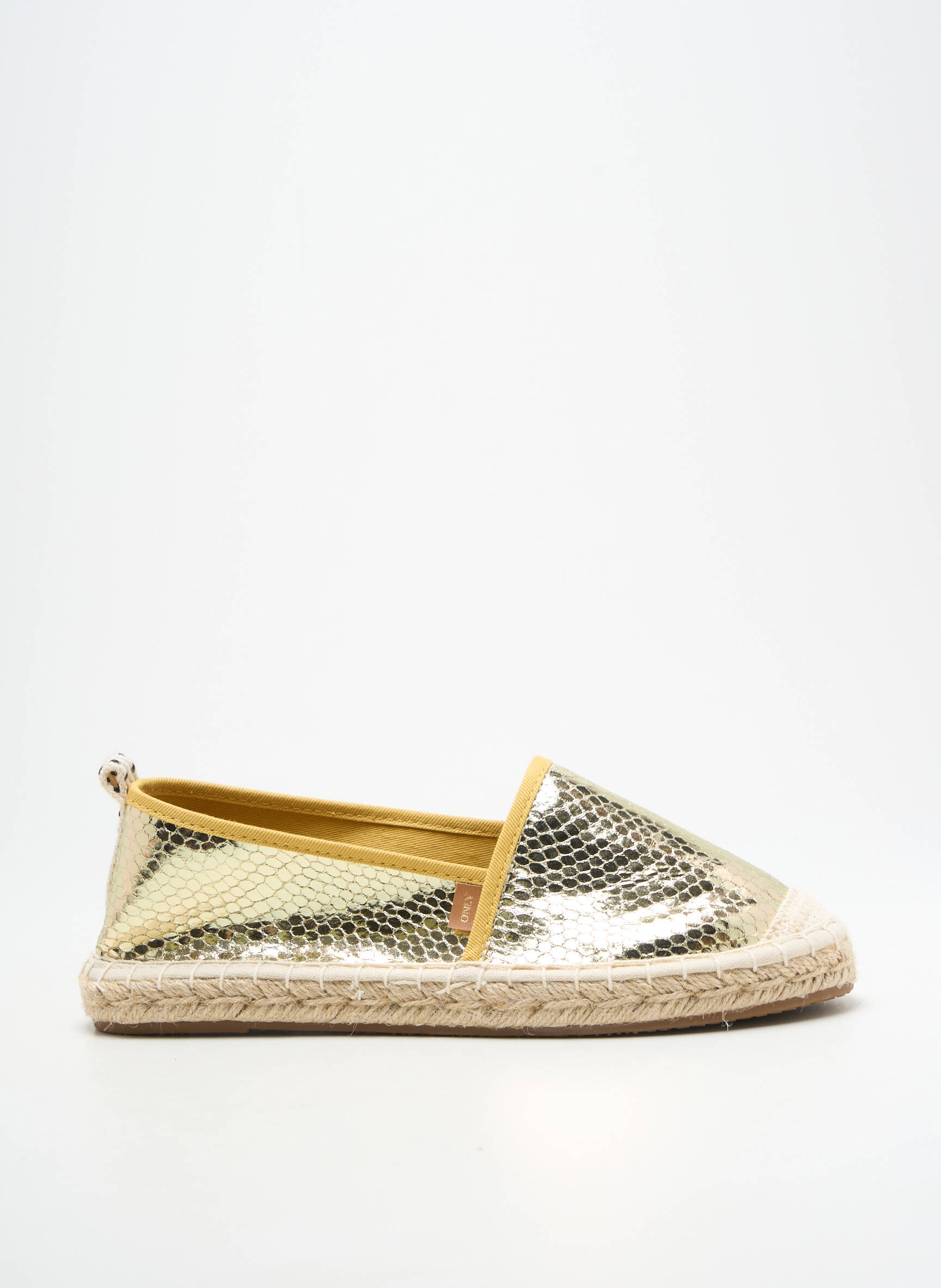 Espadrilės satino audinys plokščias kulnas iki 3 cm auksas ONLY moteris