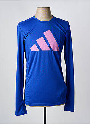 T-marškinys centrinė iškirptė ilgos rankovės mėlyna ADIDAS vyras