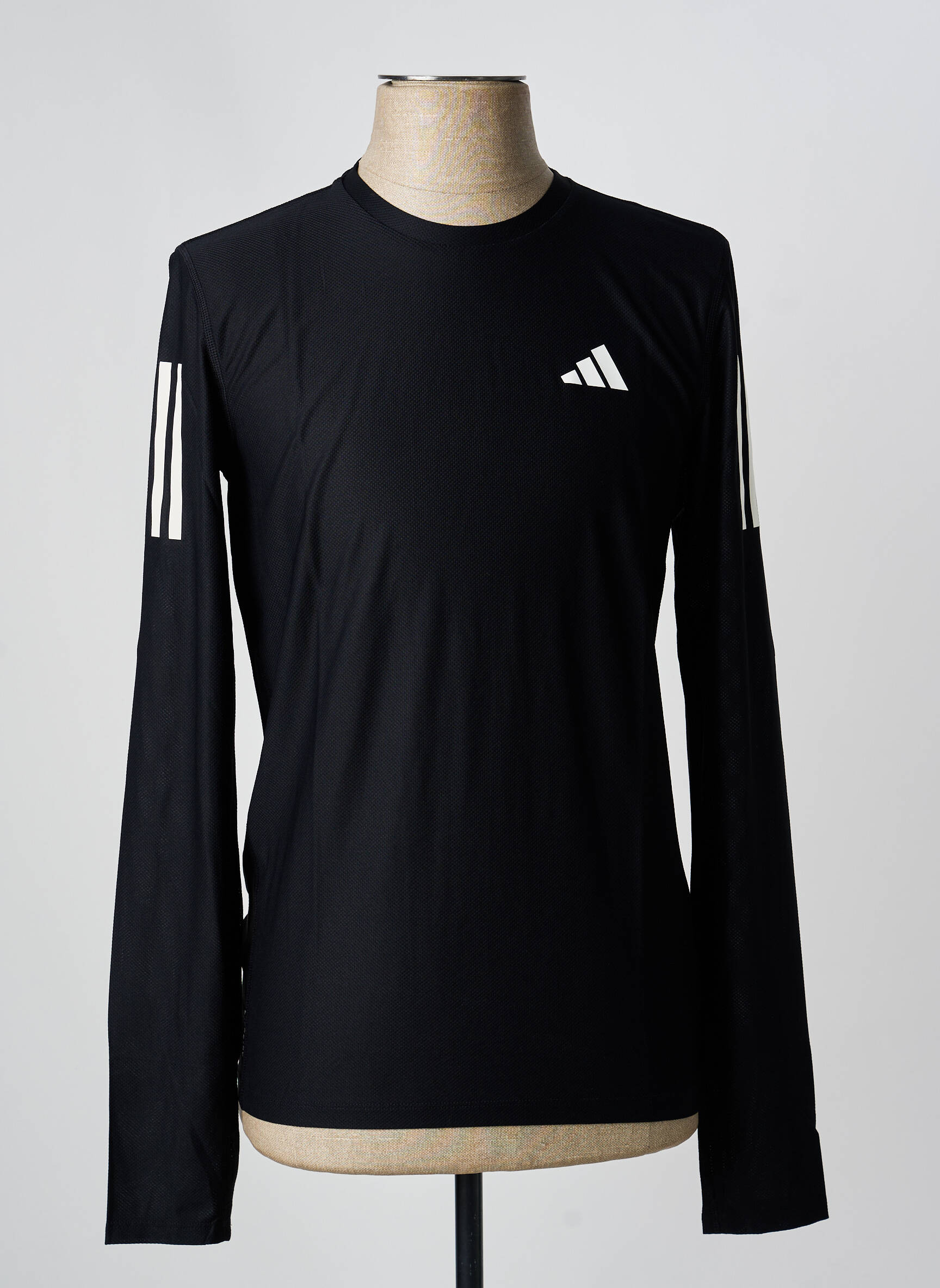 T-marškinys centrinė iškirptė ilgos rankovės juodas ADIDAS vyras