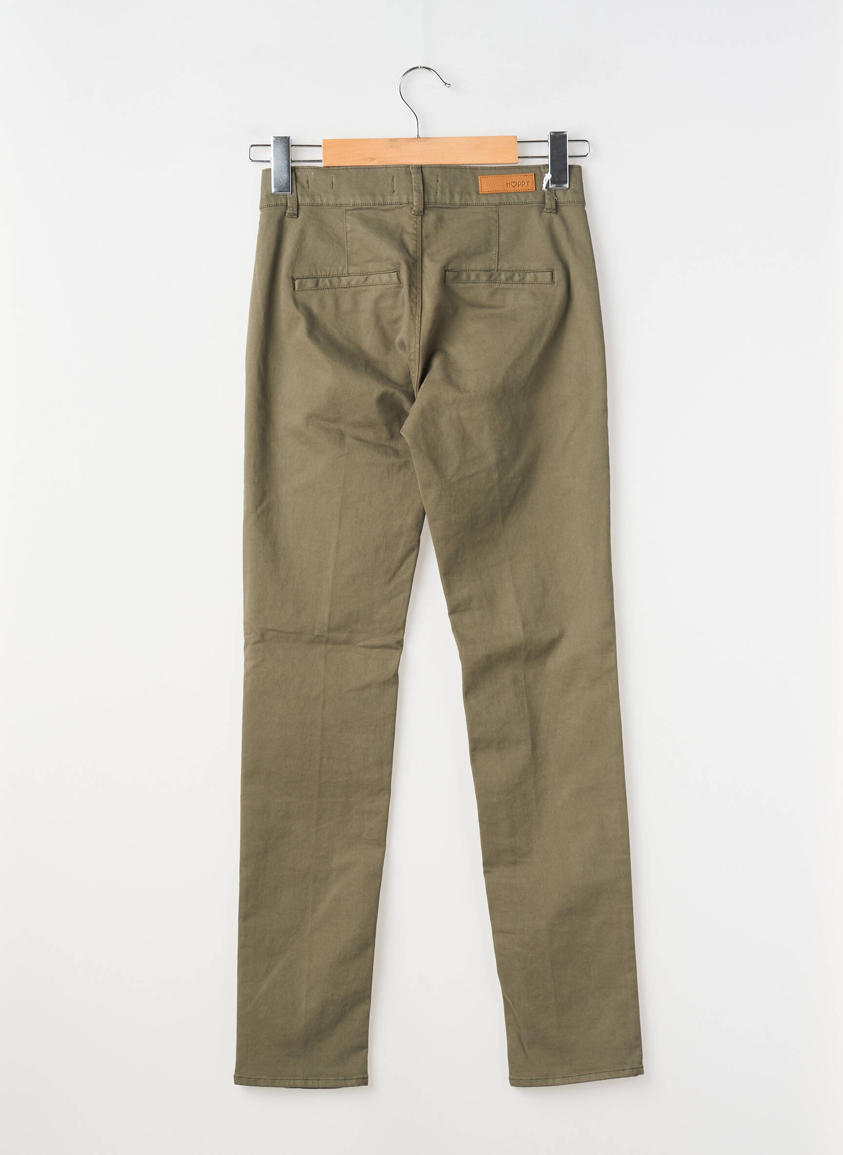 Lieknos kelnės popelinos audinys, kuris pasižymi lygiu ir tankiu paviršiumi. normala dydis žalias HAPPY moteris