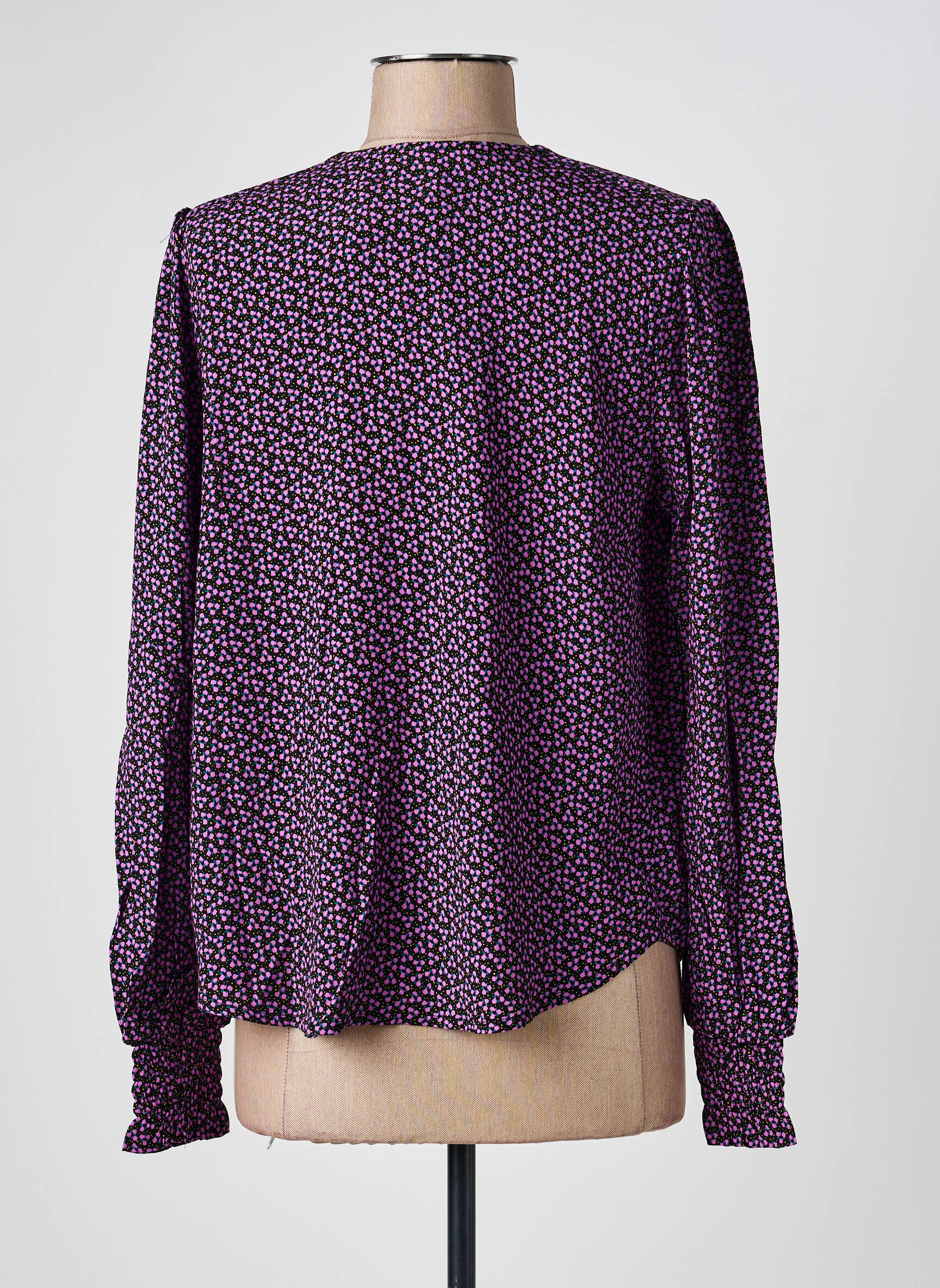 Moteriškas marškinys krepos audinys ilgos rankovės violetinis ALMAE moteris