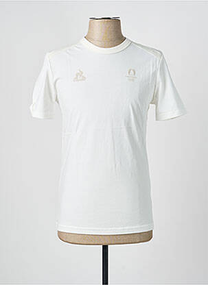 T-marškinys centrinė iškirptė trumpas rankovės baltas LE COQ SPORTIF vyras