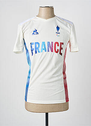 T-marškinys centrinė iškirptė trumpas rankovės baltas LE COQ SPORTIF vyras