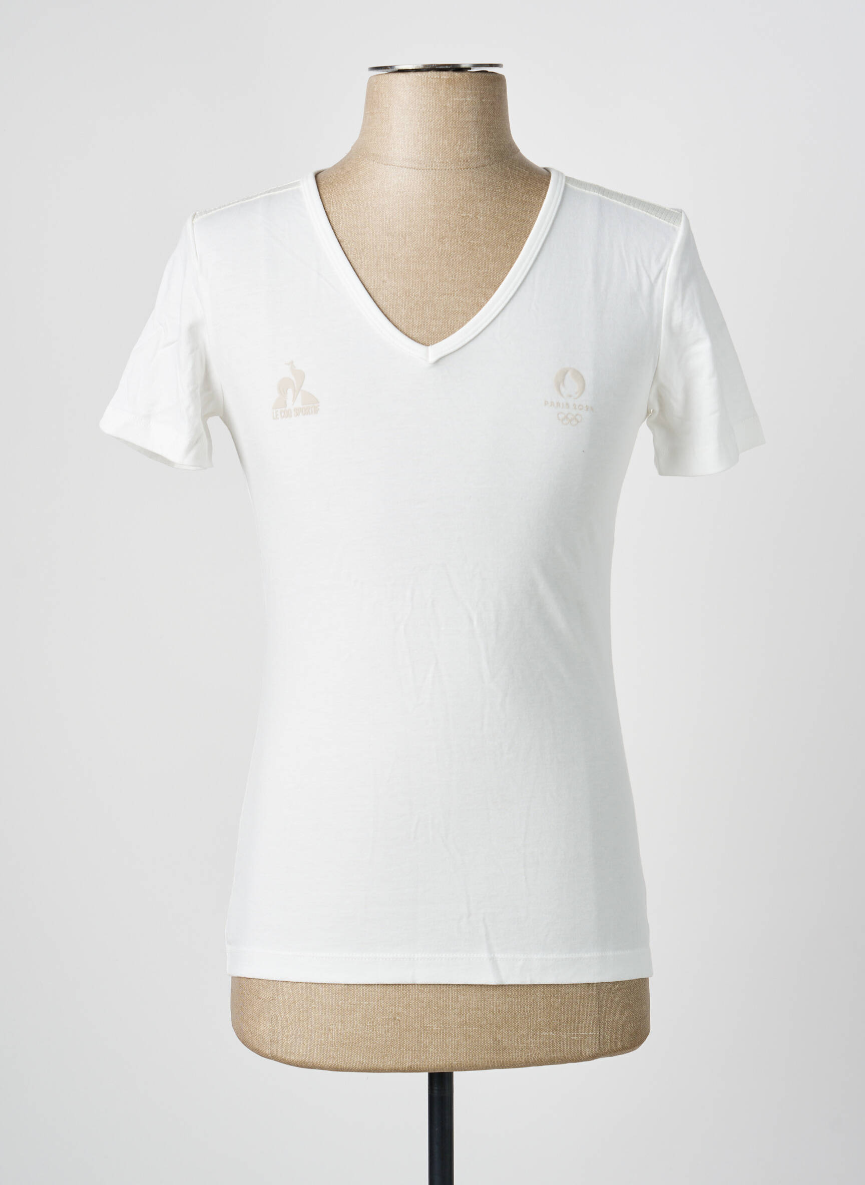 T-marškinys centrinė iškirptė trumpas rankovės baltas LE COQ SPORTIF vyras